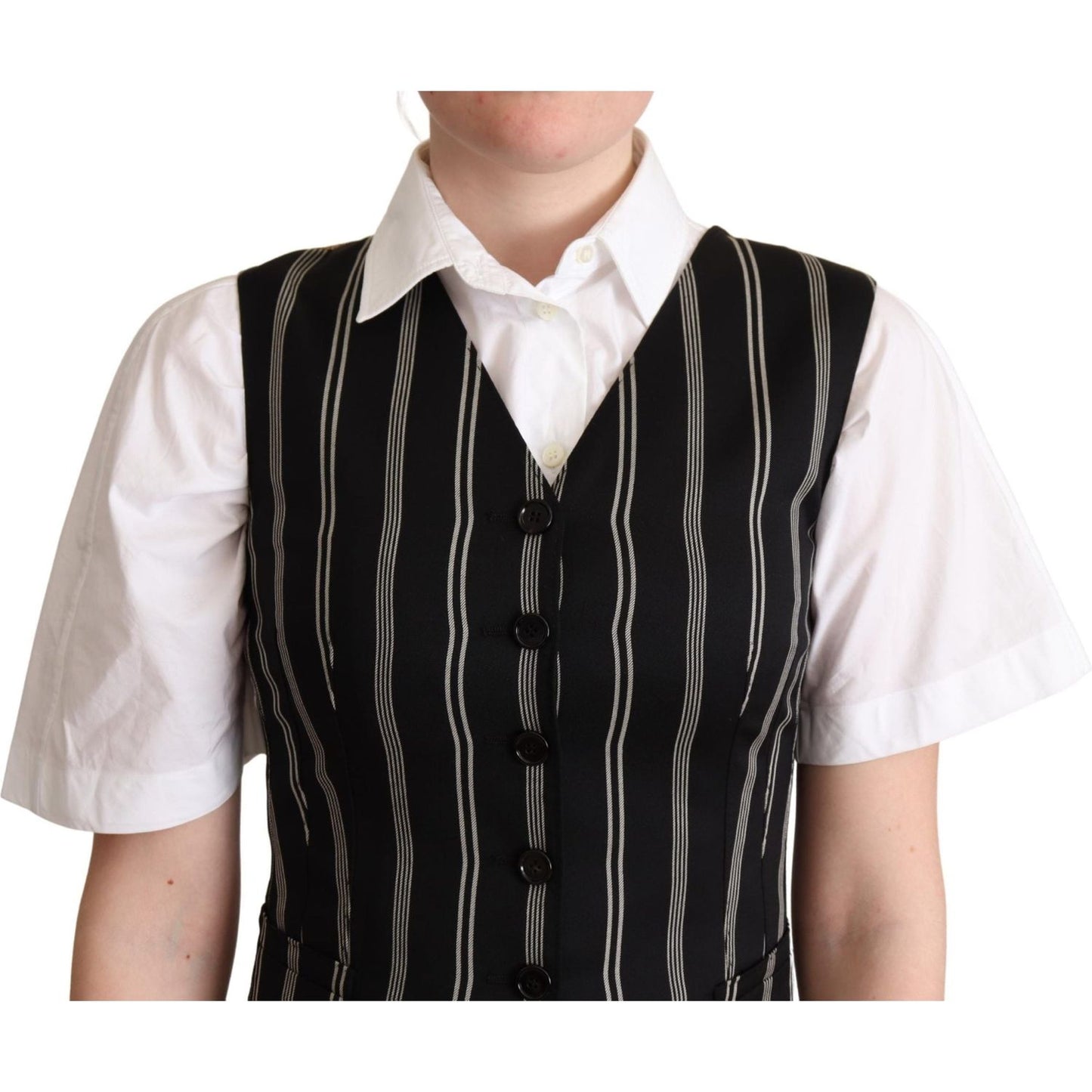 Dolce & Gabbana Chic Black Leopard Print Waistcoat black-striped-leopard-print-waistcoat-vest