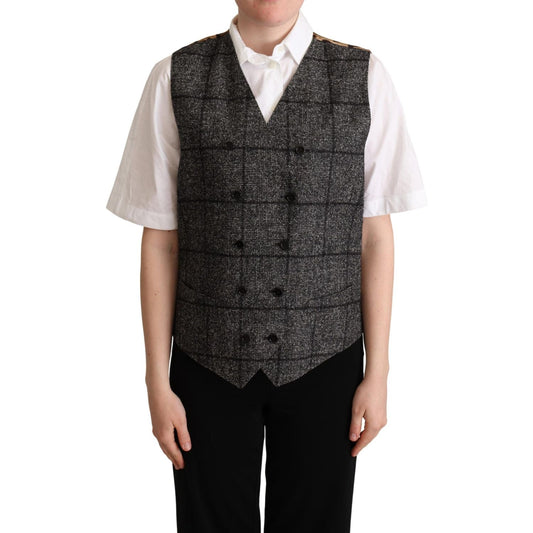 Dolce & Gabbana Elegant Leopard Print Sleeveless Vest gray-wool-leopard-print-waistcoat-vest