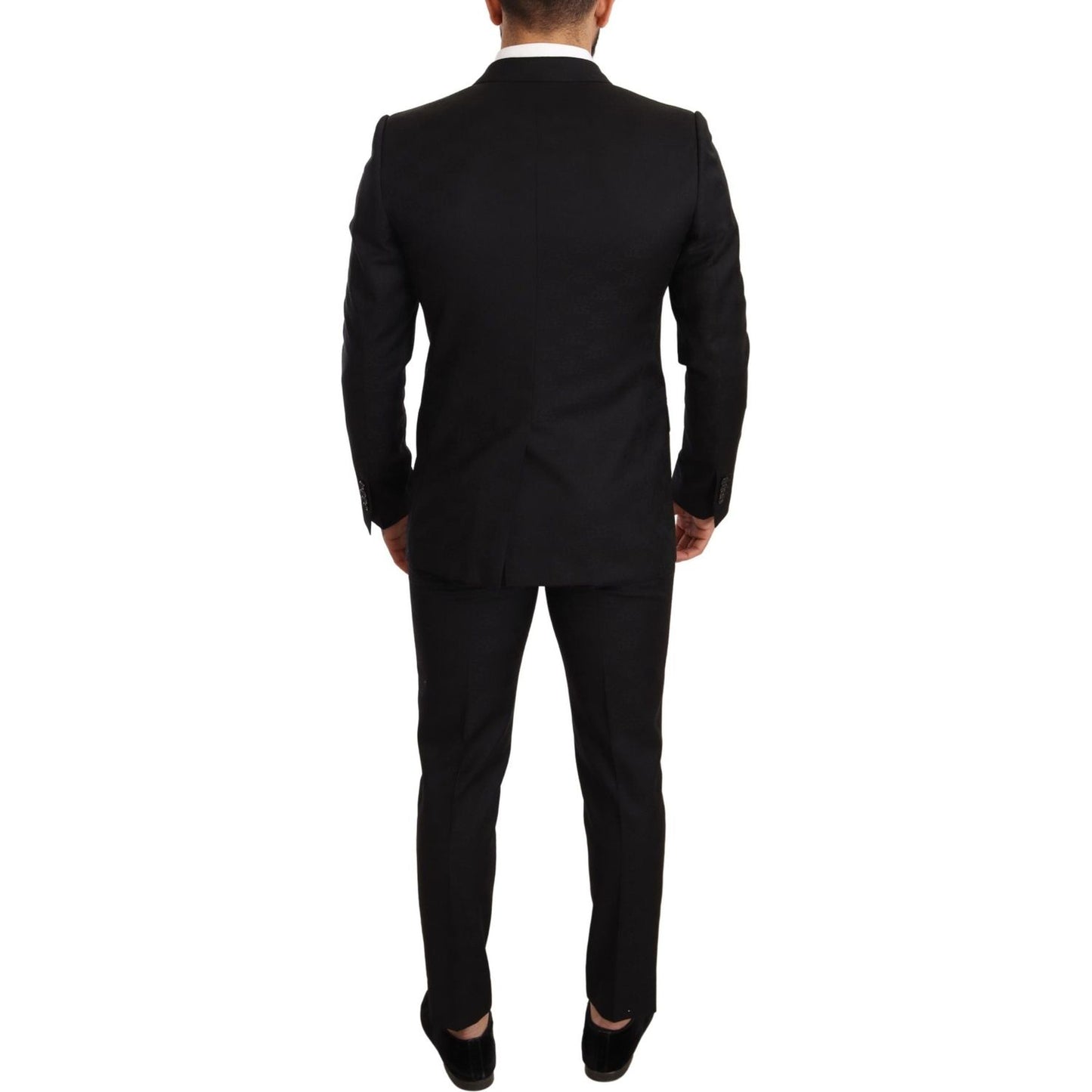 Dolce & Gabbana Elegant Martini Black Wool Suit black-logo-wool-slim-fit-2-piece-martini-suit
