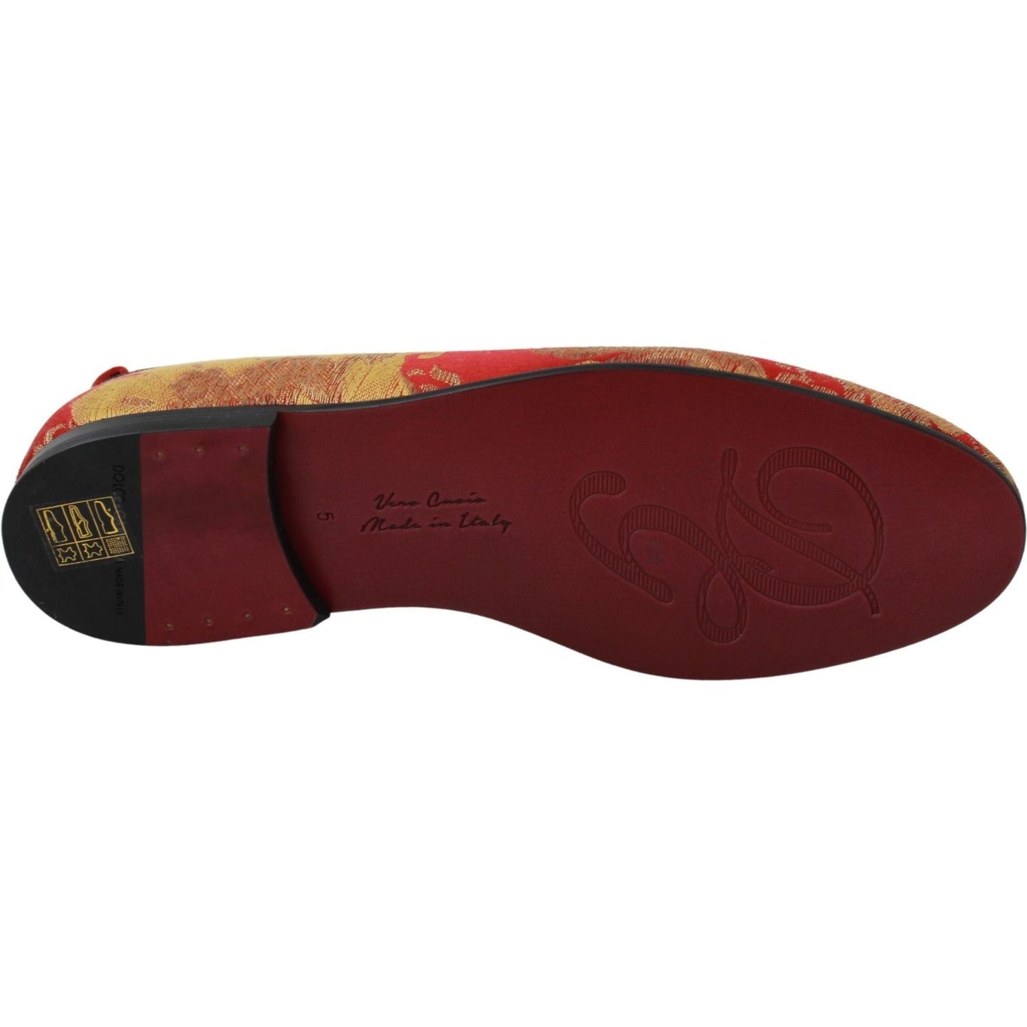 Dolce & Gabbana Rose Gold Brocade Loafers Slide Flats red-gold-brocade-slippers-loafers-shoes