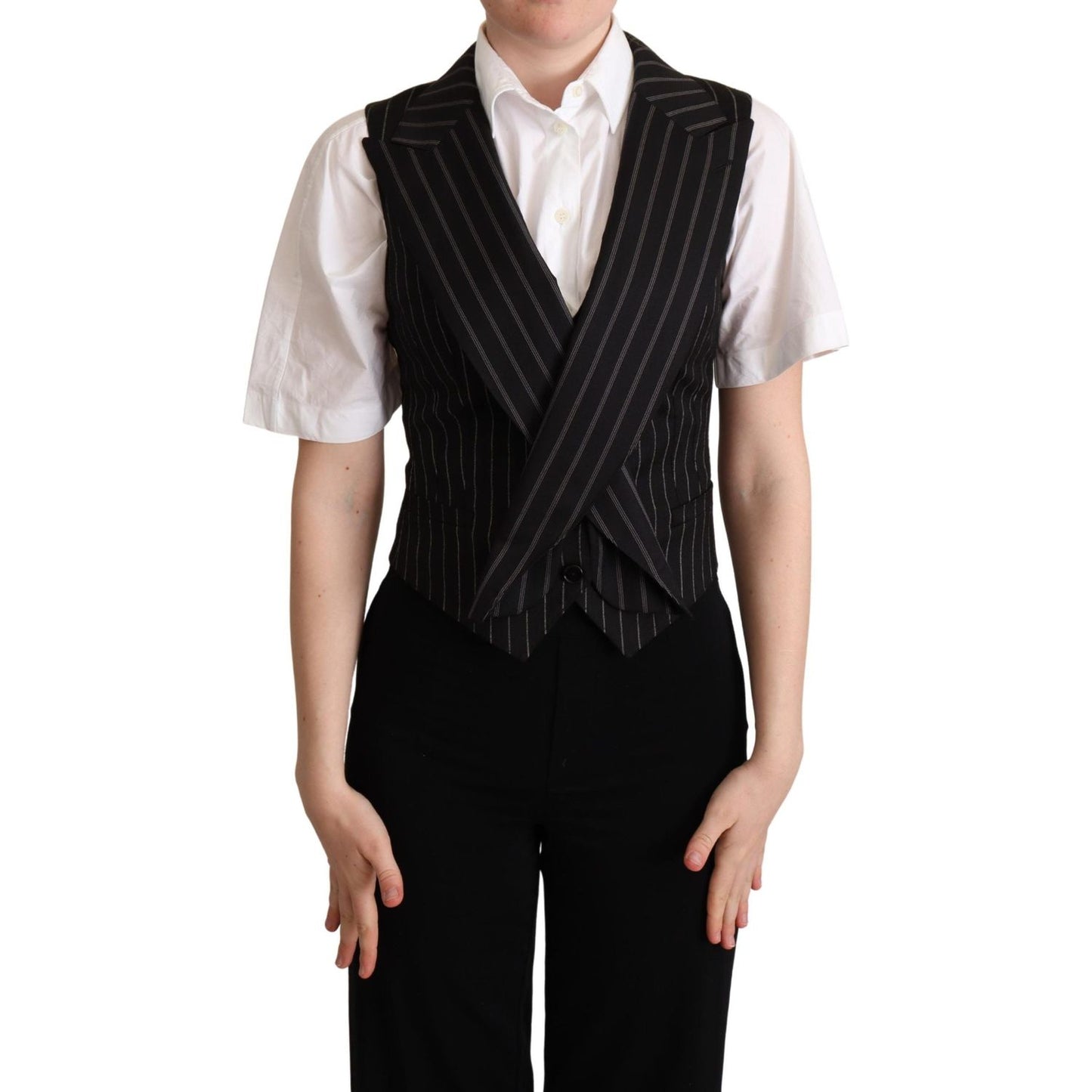 Dolce & Gabbana Elegant Leopard Print Waistcoat – Sleeveless Vest black-brown-leopard-print-waistcoat-vest