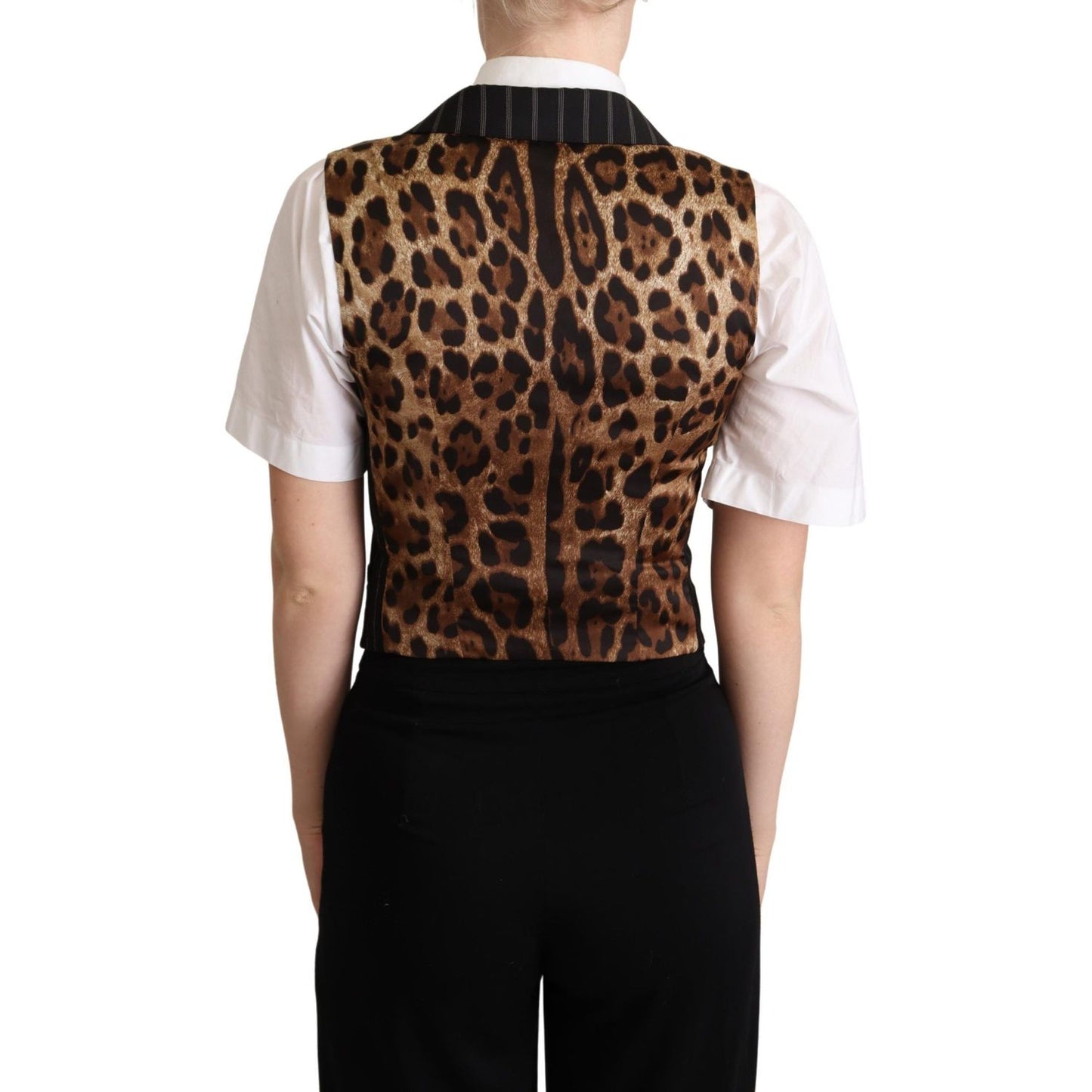 Dolce & GabbanaElegant Leopard Print Waistcoat – Sleeveless VestMcRichard Designer Brands£379.00