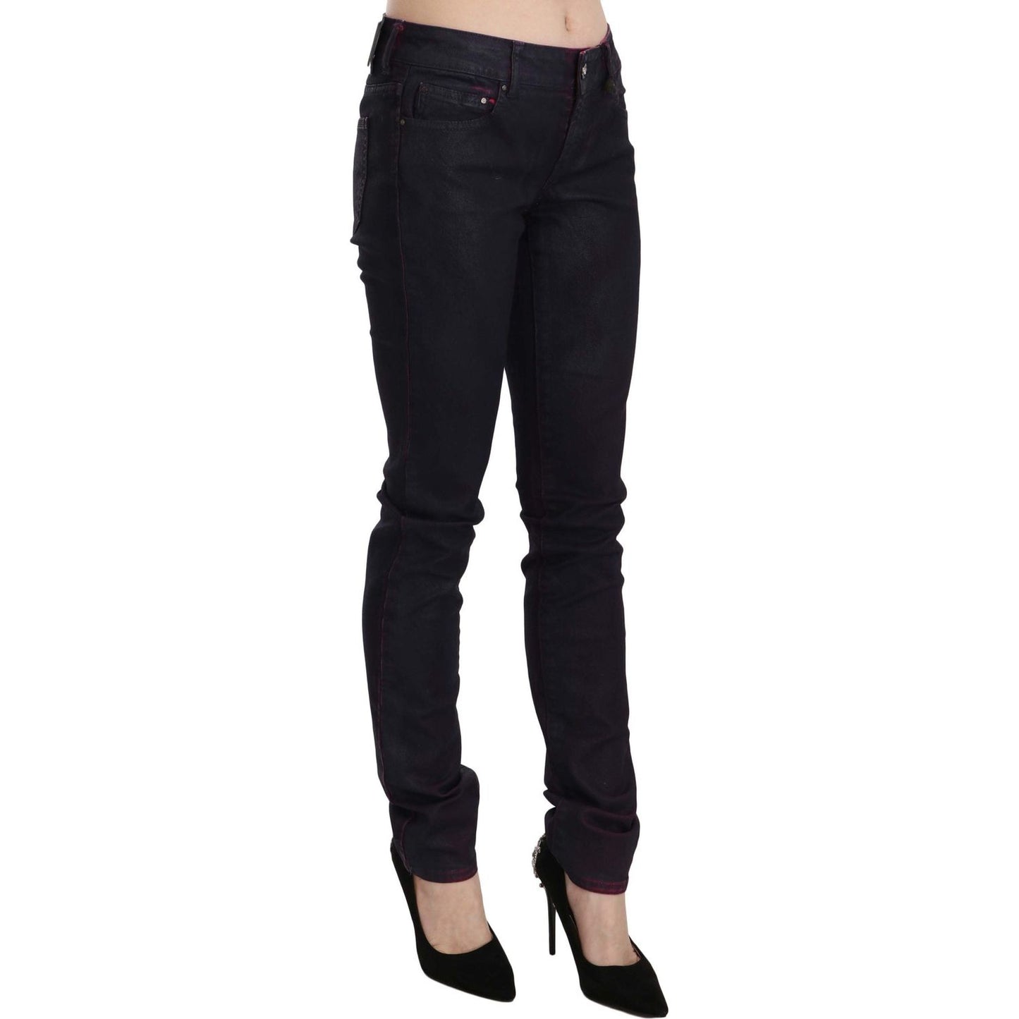 Just Cavalli Chic Black Low Waist Skinny Denim black-cotton-low-waist-skinny-denim-pants Jeans & Pants