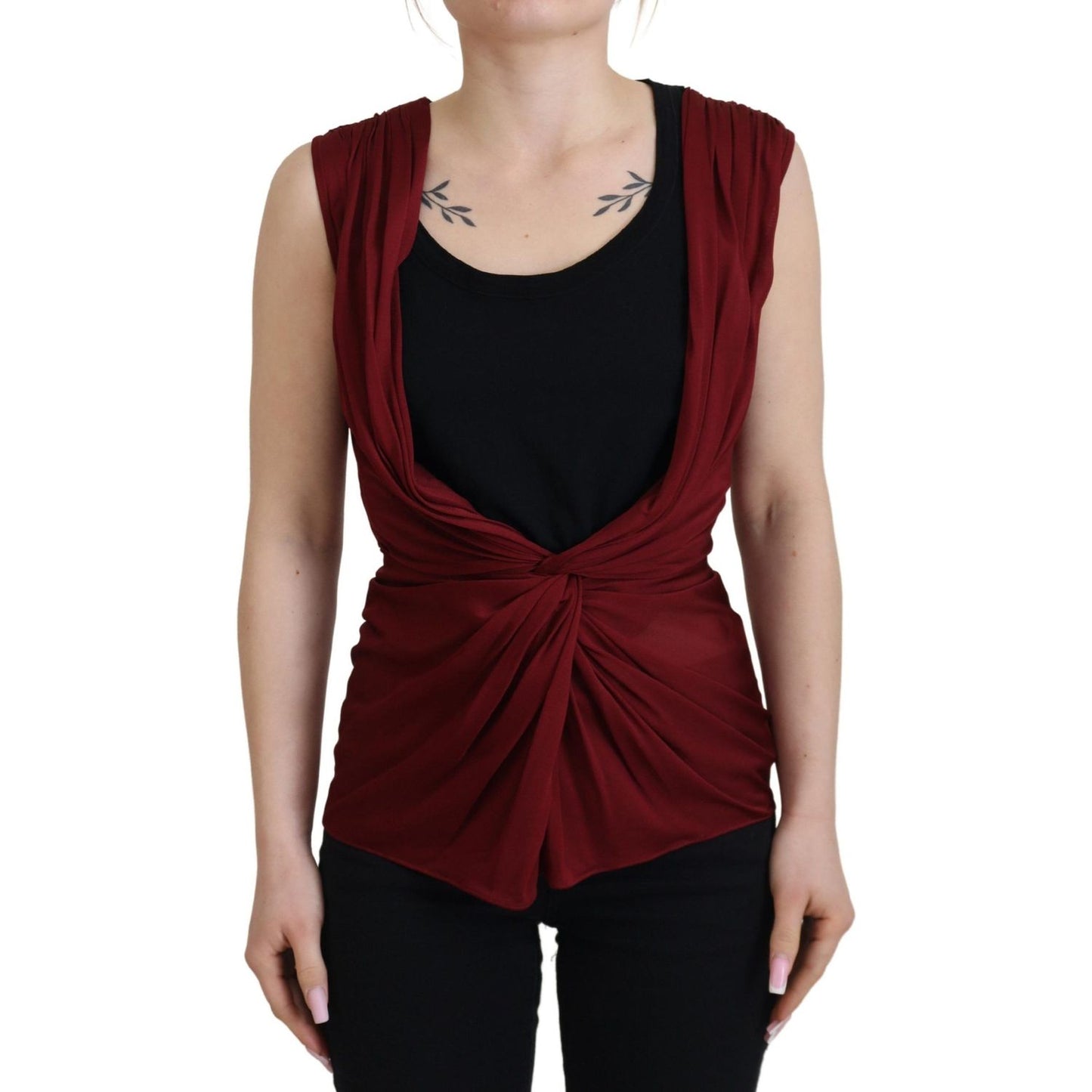 Dolce & Gabbana Bordeaux Silk Blend Top Blouse bordeaux-silk-stretch-top-vest-blouse IMG_5930-1-scaled-ed45cce1-d2b.jpg