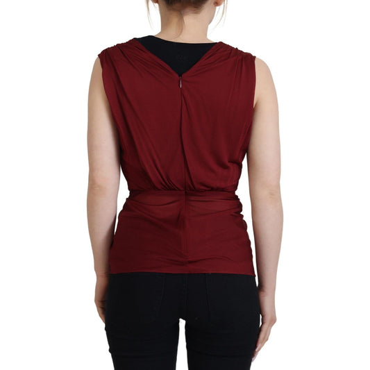 Dolce & Gabbana Bordeaux Silk Blend Top Blouse bordeaux-silk-stretch-top-vest-blouse IMG_5932-1-scaled-7986fce4-7ba.jpg