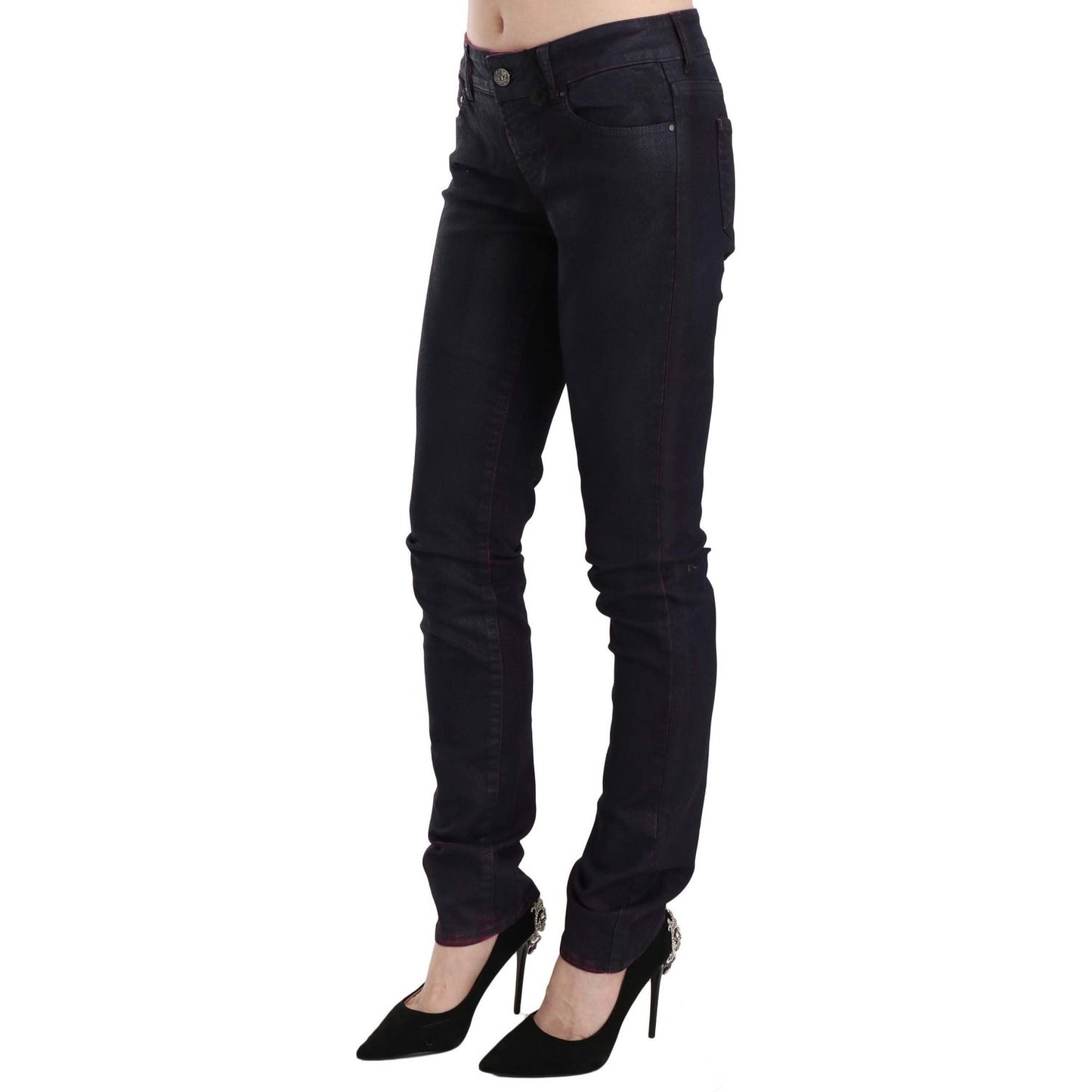 Just Cavalli Chic Black Low Waist Skinny Denim black-cotton-low-waist-skinny-denim-pants Jeans & Pants