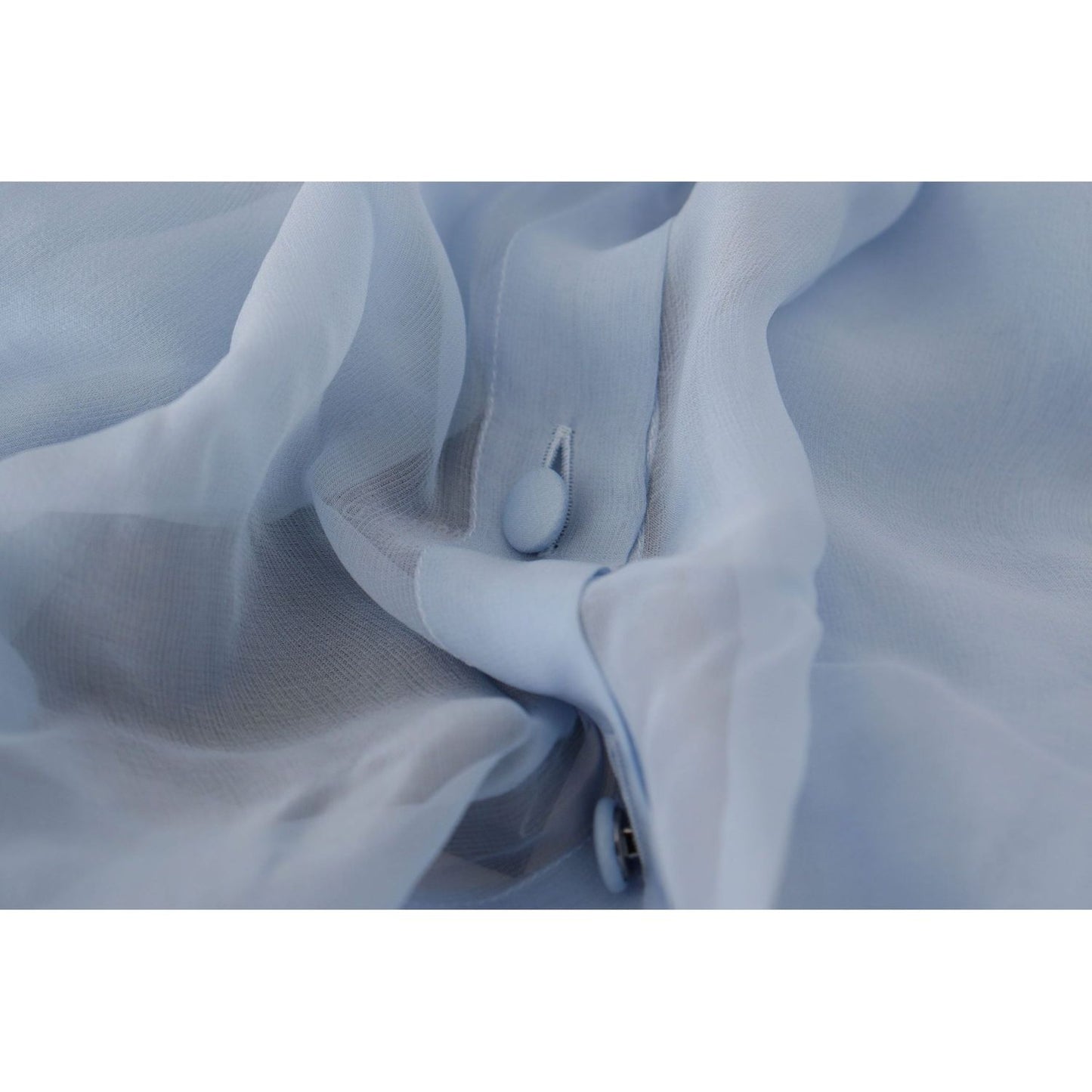Dolce & Gabbana Elegant Silk Ascot Collar Blouse in Light Blue light-blue-silk-ascot-collar-long-sleeves-top
