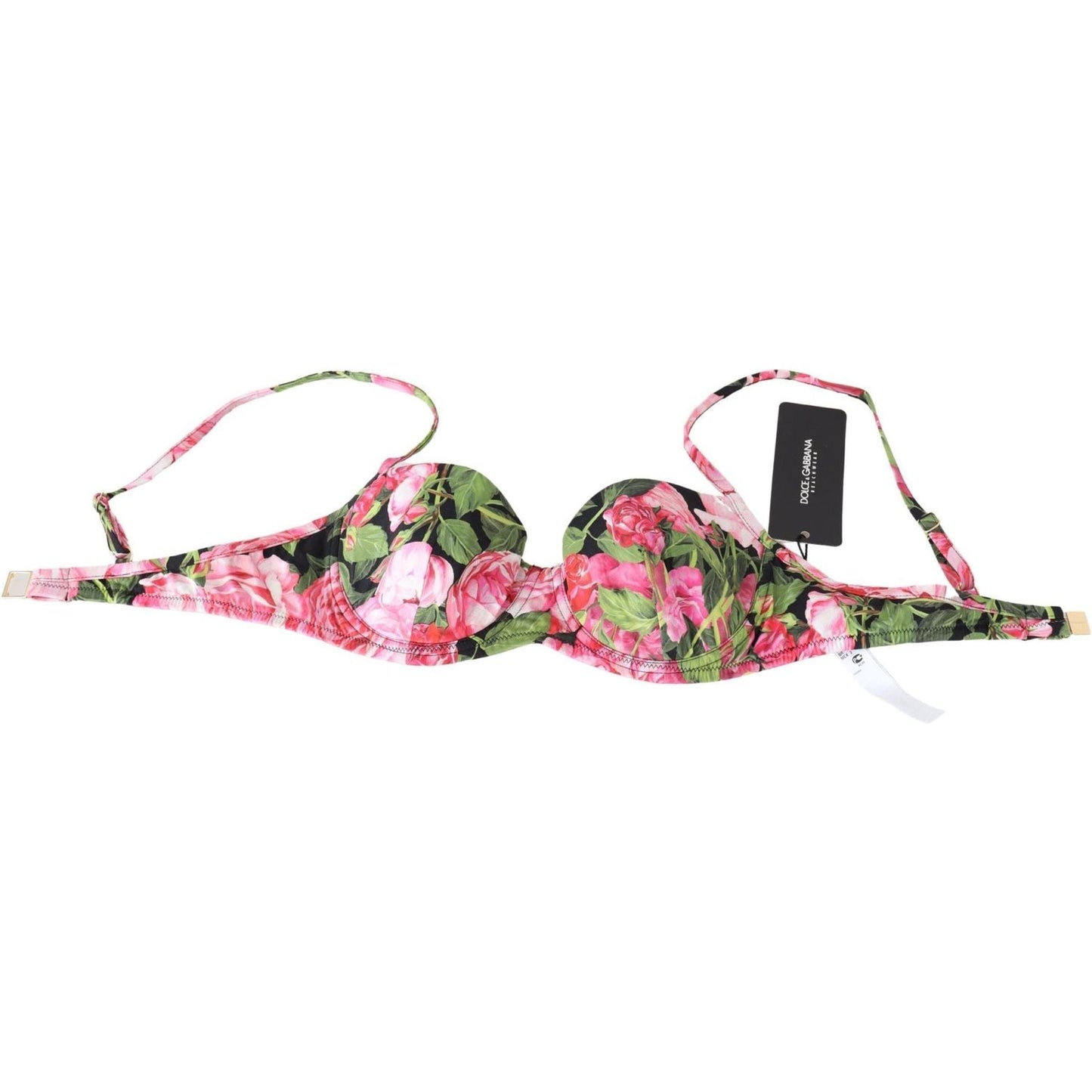 Dolce & Gabbana Elegant Pink Floral Bikini Top pink-floral-print-swimsuit-beachwear-bikini-tops IMG_5940-scaled-45bf2d44-bf7.jpg