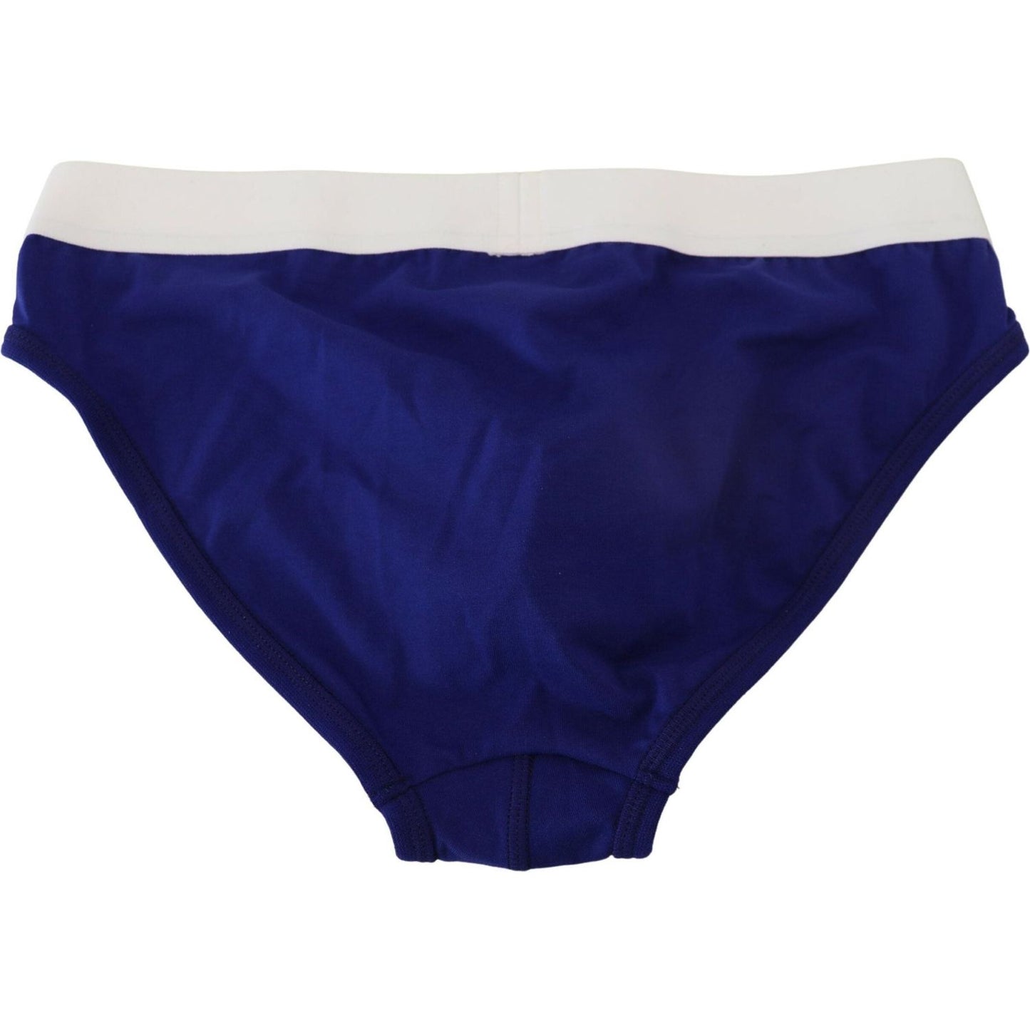 Dsquared² Chic Blue & White Cotton Blend Briefs blue-white-logo-cotton-stretch-men-brief-underwear