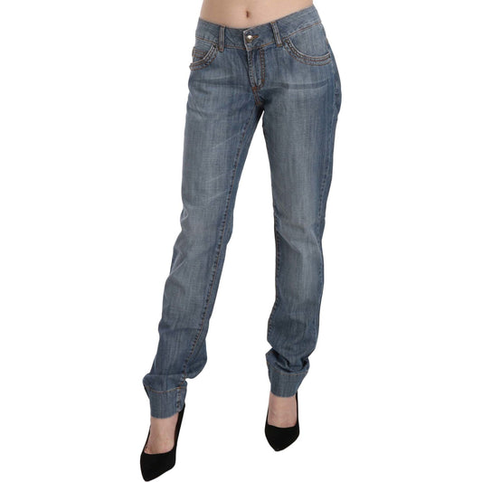 Just Cavalli Chic Blue Washed Slim Fit Denim Jeans blue-washed-cotton-low-waist-slim-fit-denim-pants