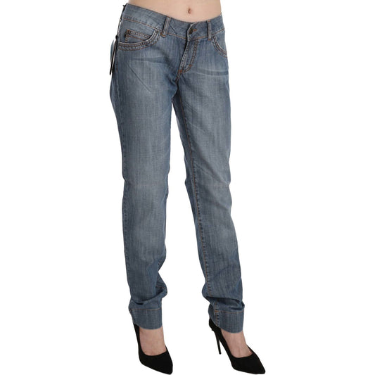Just Cavalli Chic Blue Washed Slim Fit Denim Jeans blue-washed-cotton-low-waist-slim-fit-denim-pants