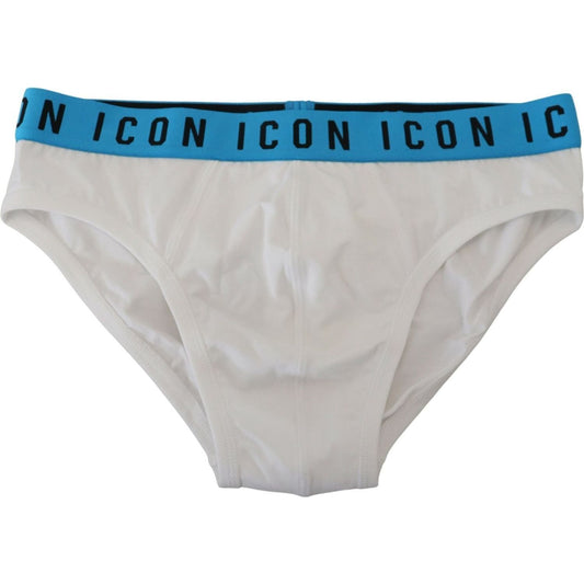Dsquared² Elegant White Cotton Stretch Briefs white-icon-logo-cotton-stretch-men-brief-underwear