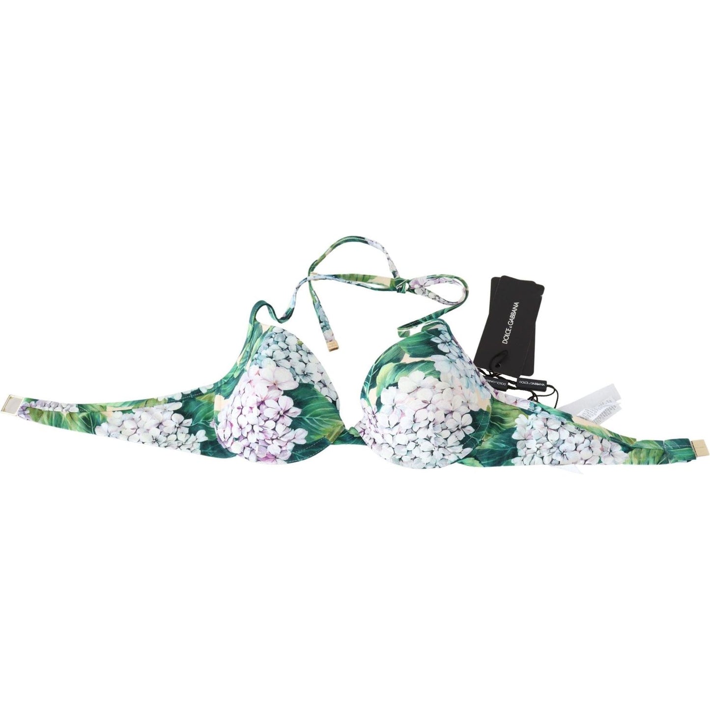 Dolce & Gabbana Chic Floral Bikini Top - Summer Swimwear Delight multicolor-floral-print-beachwear-bikini-tops-1