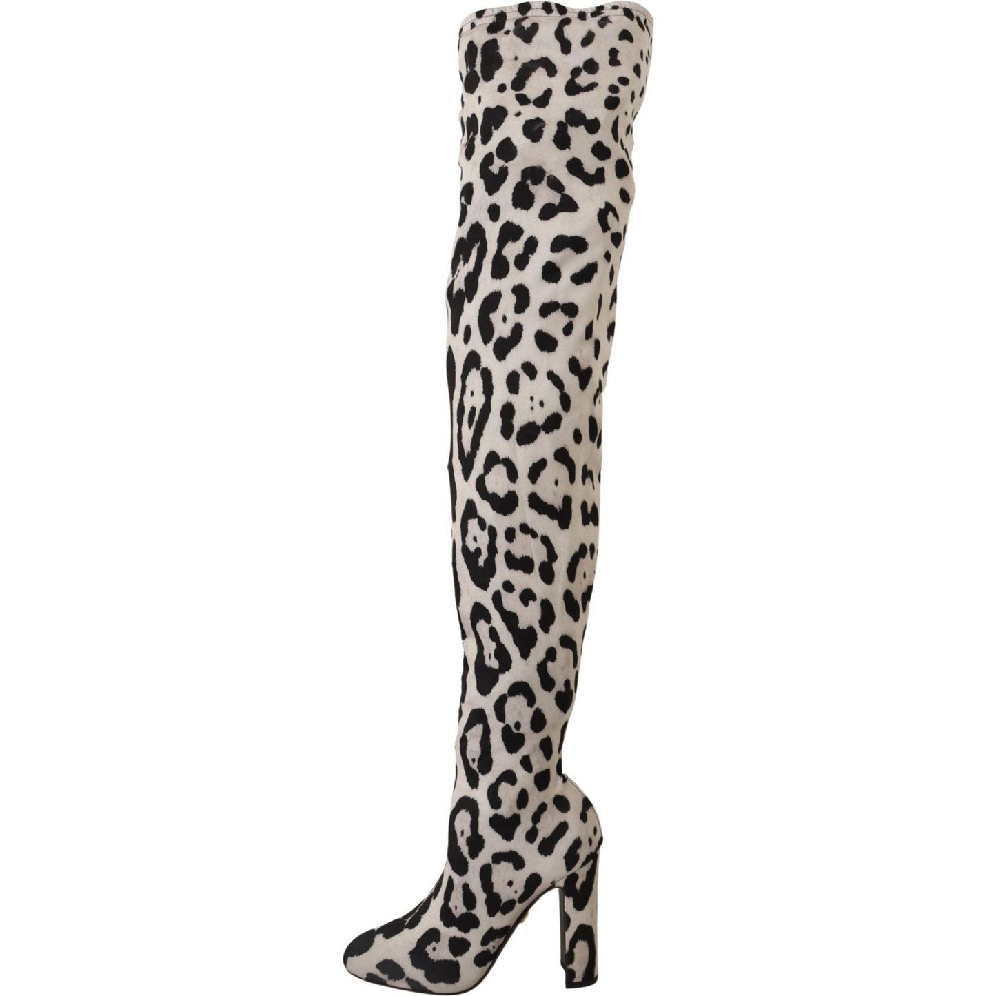 Dolce & Gabbana Chic Leopard High-Heel Over-Knee Boots white-black-leopard-stretch-long-boots