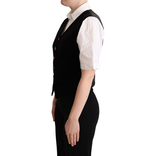 Dolce & Gabbana Elegant Black Velvet Sleeveless Waistcoat black-velvet-sleeveless-waistcoat-vest