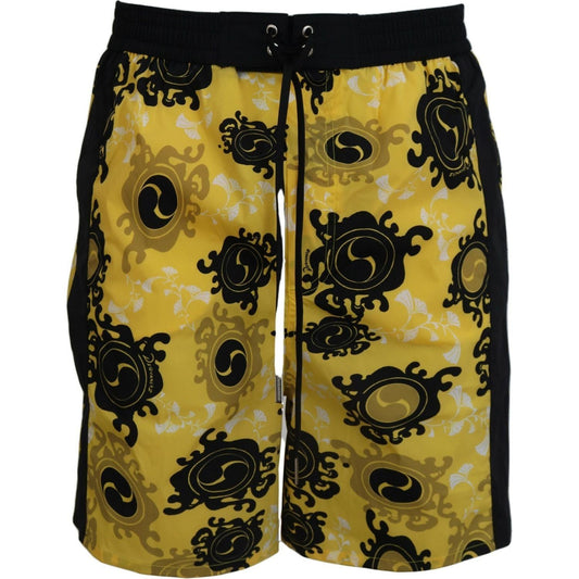 Dsquared² Yellow Block Print Swim Shorts Boxer yellow-black-printed-men-beachwear-shorts-swimwear IMG_5979-scaled-eea02081-8e0.jpg