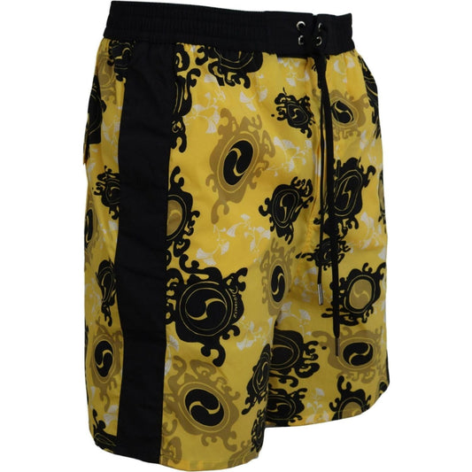 Dsquared² Yellow Block Print Swim Shorts Boxer yellow-black-printed-men-beachwear-shorts-swimwear IMG_5980-scaled-84c818d0-bde.jpg