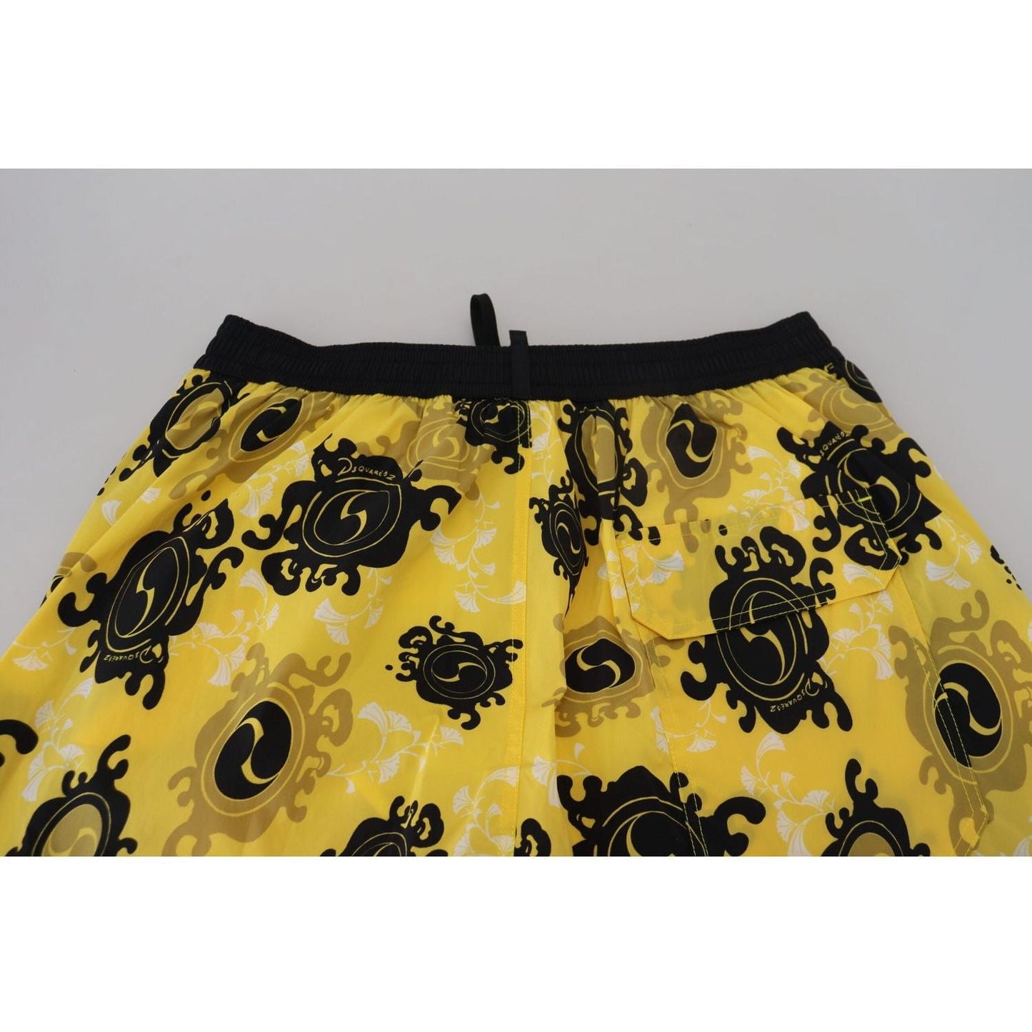 Dsquared² Yellow Block Print Swim Shorts Boxer yellow-black-printed-men-beachwear-shorts-swimwear IMG_5986-scaled-2ffb651c-a71.jpg