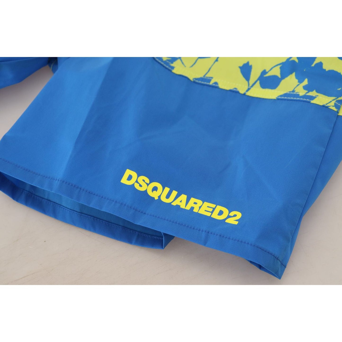 Dsquared² Exquisite Blue Green Swim Shorts Boxer blue-green-logo-print-men-beachwear-shorts-swimwear