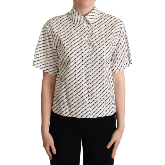 Dolce & Gabbana Elegant Dotted Cotton Polo Top white-dotted-collared-blouse-shirt