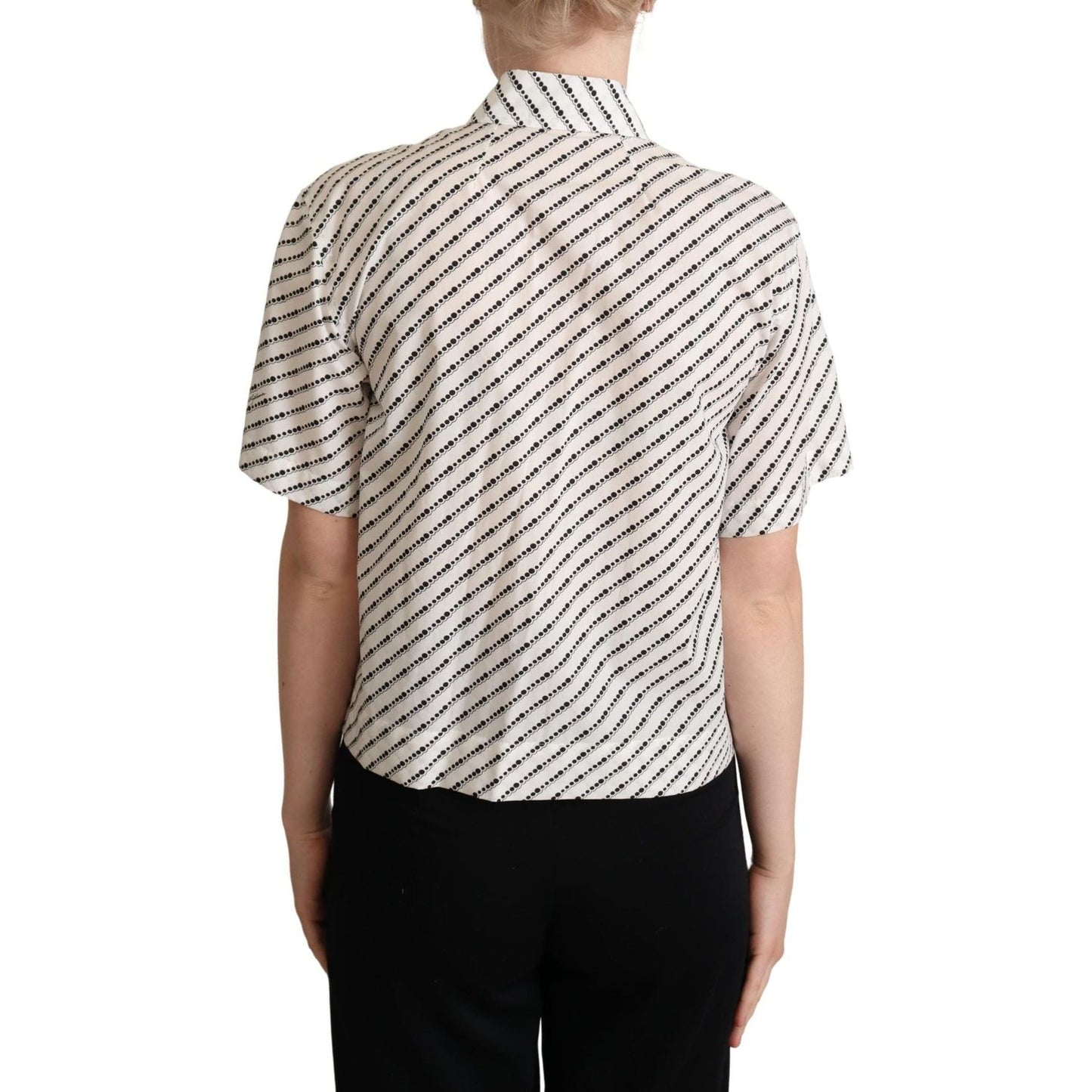 Dolce & Gabbana Elegant Dotted Cotton Polo Top white-dotted-collared-blouse-shirt
