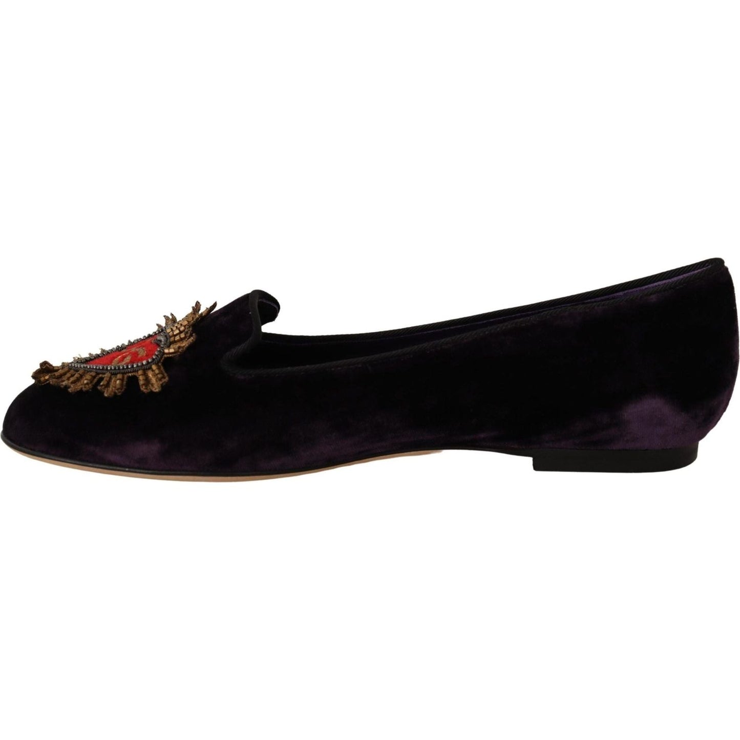 Dolce & Gabbana Chic Purple Velvet Loafers with Heart Detail purple-velvet-dg-heart-loafers-flats-shoes IMG_6018-scaled-4f19e167-556.jpg