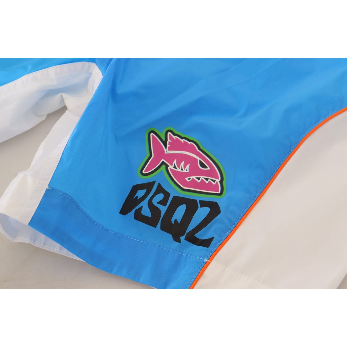 Dsquared² Tropical Wave Swim Shorts Boxer blue-white-logo-print-men-beachwear-shorts-swimwear