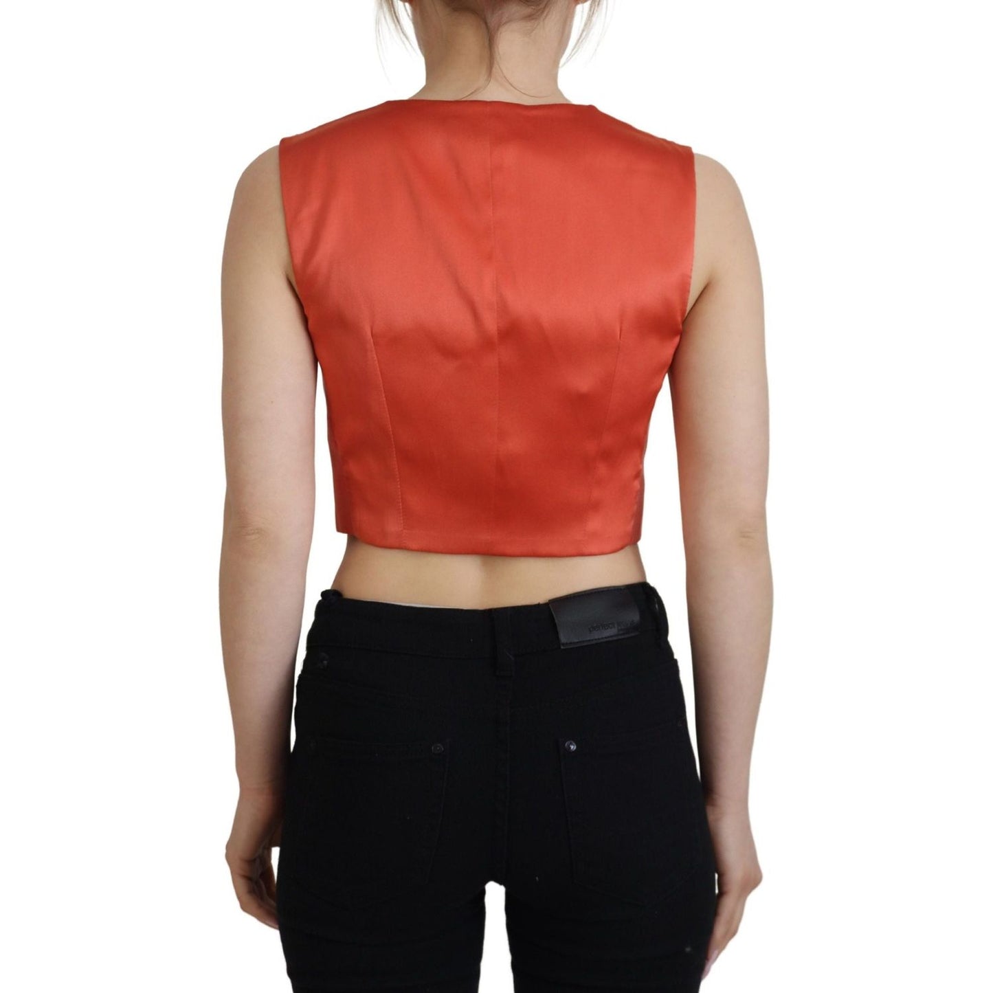 Dolce & Gabbana Elegant Orange Silk Waistcoat orange-sleeveless-waistcoat-cropped-vest-top IMG_6023-scaled-bf7b4ac0-ffe.jpg