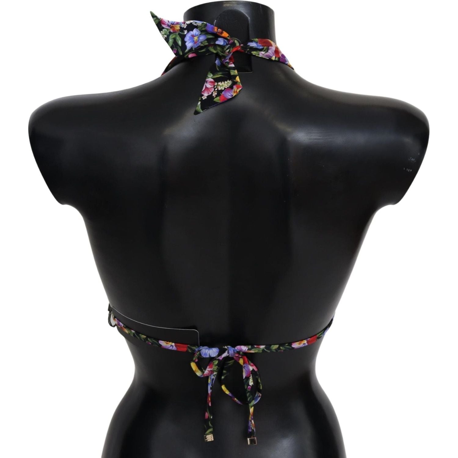 Dolce & Gabbana | Black Floral Print Swimsuit Beachwear Bikini Tops  | McRichard Designer Brands