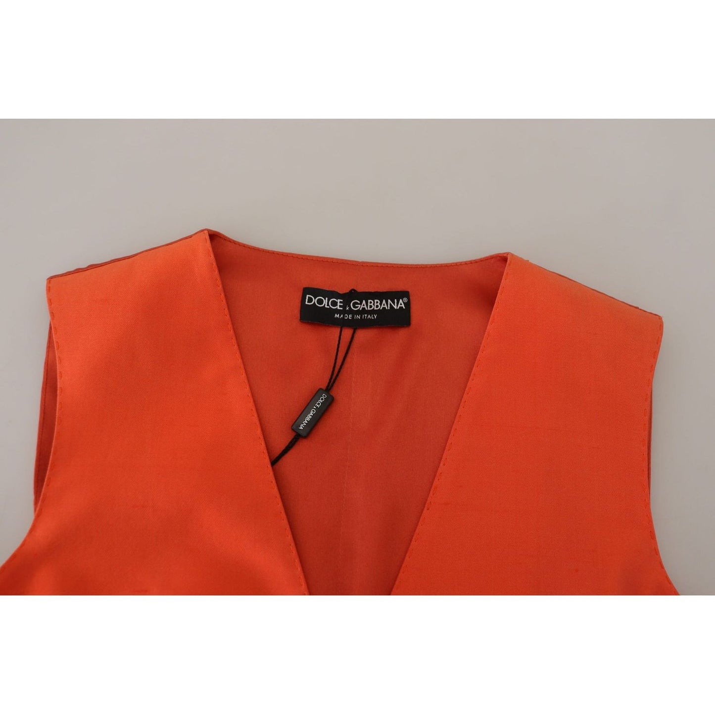 Dolce & Gabbana Elegant Orange Silk Waistcoat orange-sleeveless-waistcoat-cropped-vest-top IMG_6025-scaled-c6a2043a-e13.jpg
