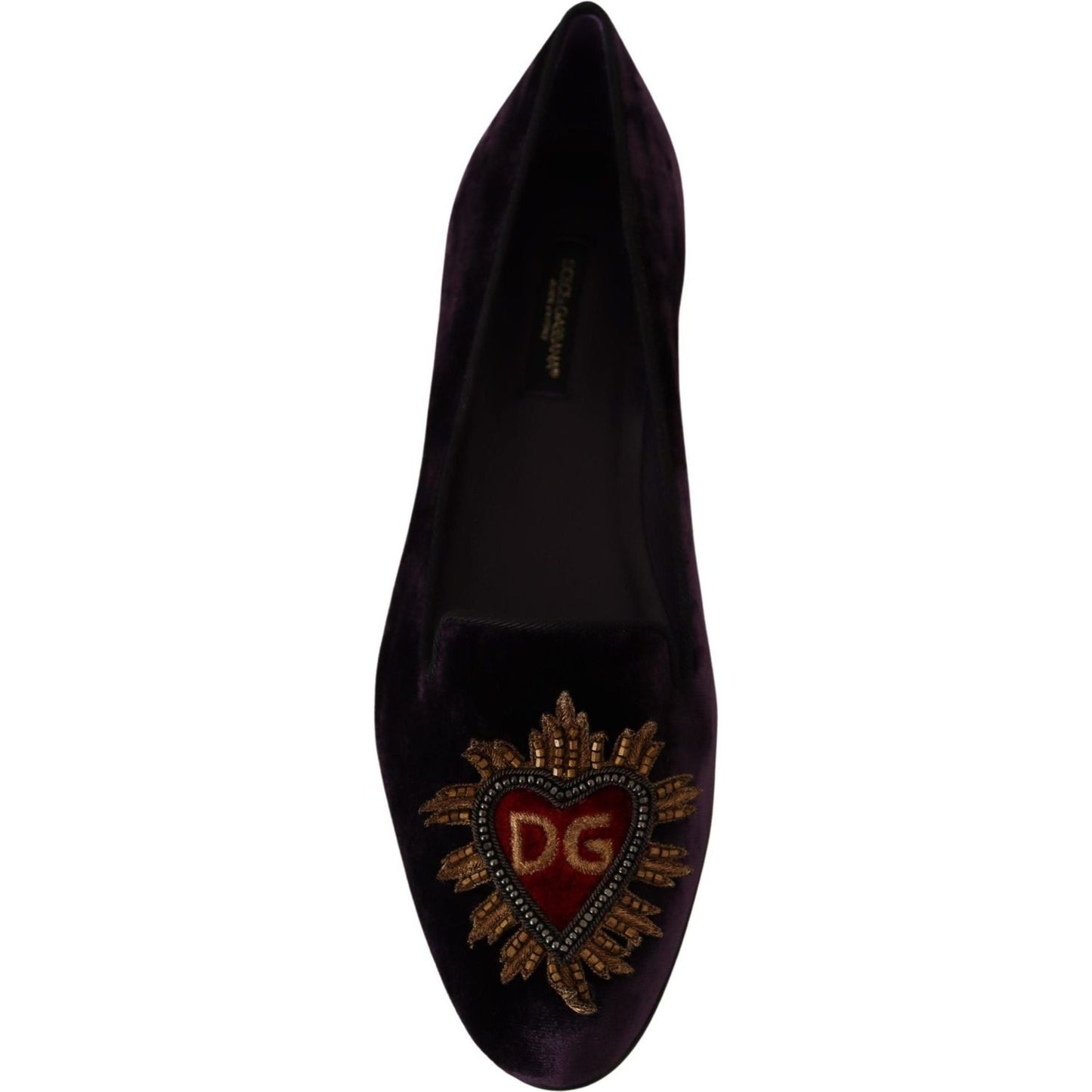 Dolce & Gabbana Chic Purple Velvet Loafers with Heart Detail purple-velvet-dg-heart-loafers-flats-shoes IMG_6025-scaled-e17a23f4-909.jpg