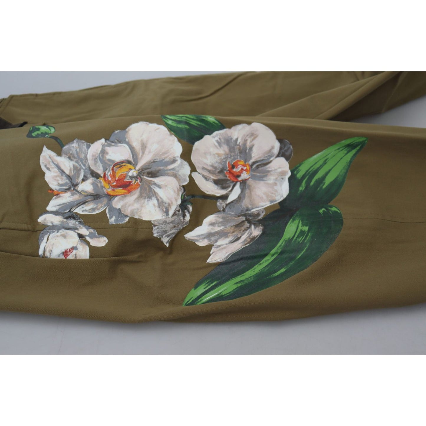 Dolce & Gabbana Exquisite Floral Beige Chino Pants beige-cotton-stretch-floral-chinos-pants