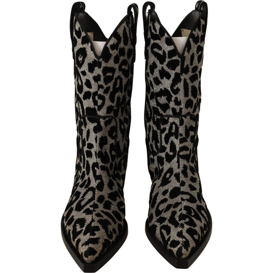 Dolce & Gabbana Elegant Leopard Print Mid Calf Boots gray-black-leopard-cowboy-boots-shoes IMG_6042-scaled-435c02e9-ab9.jpg