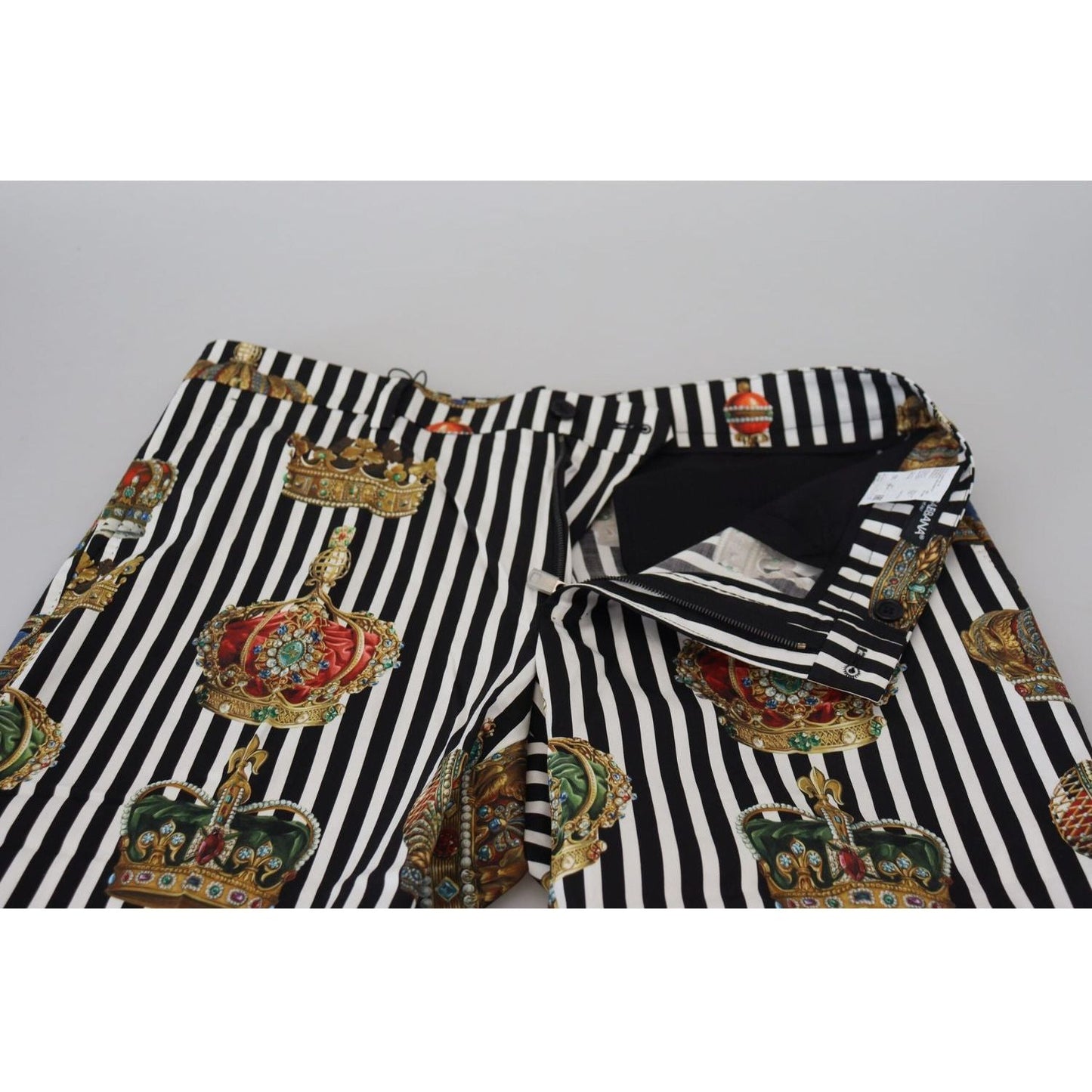 Dolce & Gabbana Elegant Gold Crown Stripe Chino Pants white-cotton-stretch-crown-trouser-pants IMG_6042-scaled-c0b642f0-172.jpg