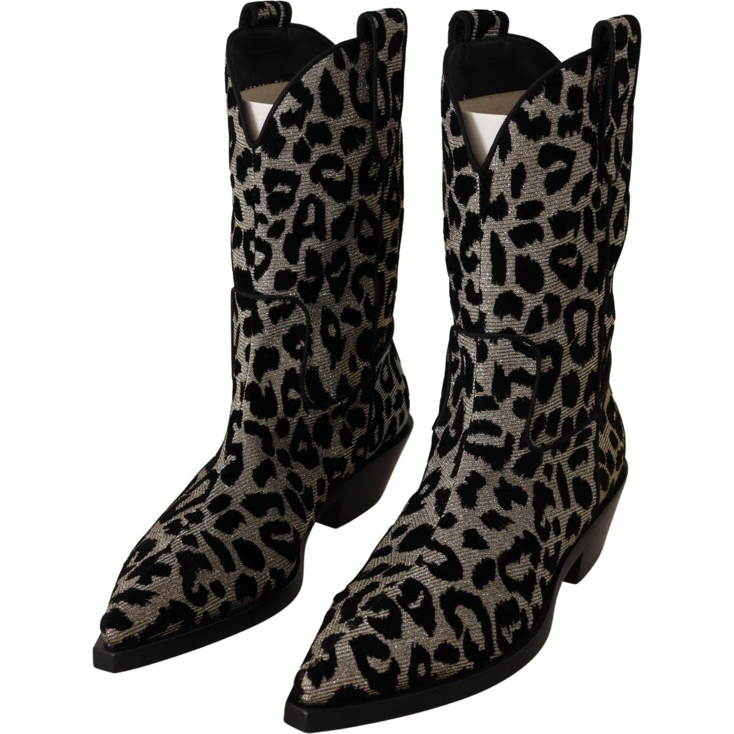 Dolce & Gabbana Elegant Leopard Print Mid Calf Boots gray-black-leopard-cowboy-boots-shoes IMG_6043-scaled-4be1796f-ef3.jpg