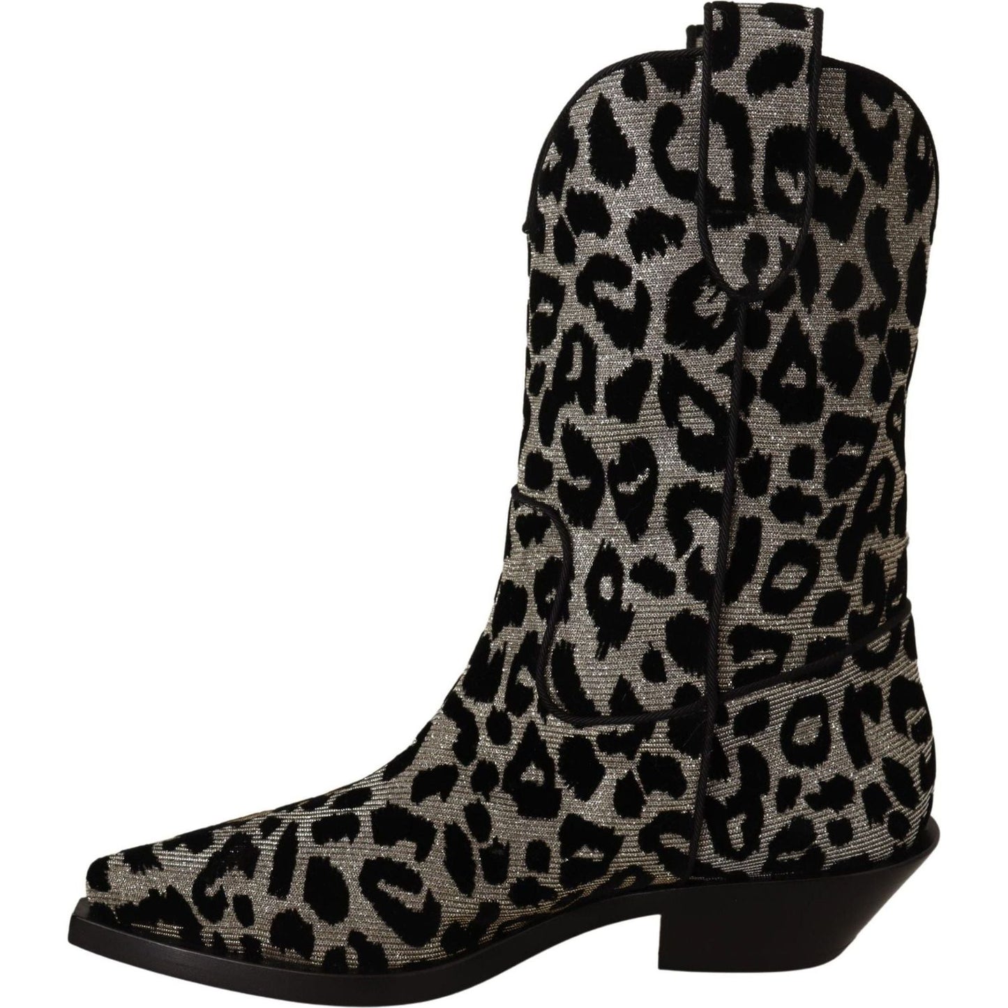 Dolce & Gabbana Elegant Leopard Print Mid Calf Boots gray-black-leopard-cowboy-boots-shoes IMG_6046-427bc681-5c1.jpg