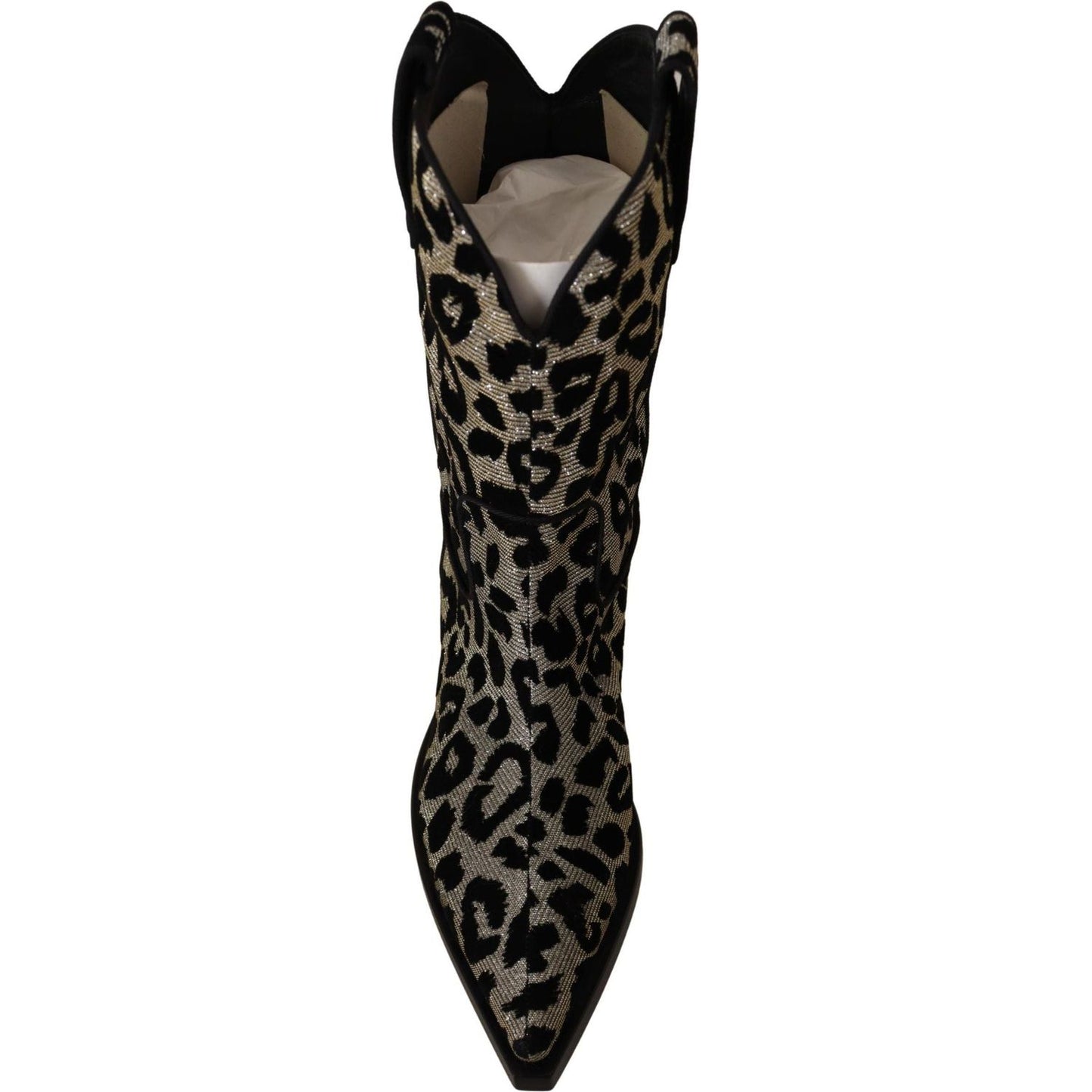 Dolce & Gabbana Elegant Leopard Print Mid Calf Boots gray-black-leopard-cowboy-boots-shoes IMG_6049-scaled-b884b242-8c1.jpg