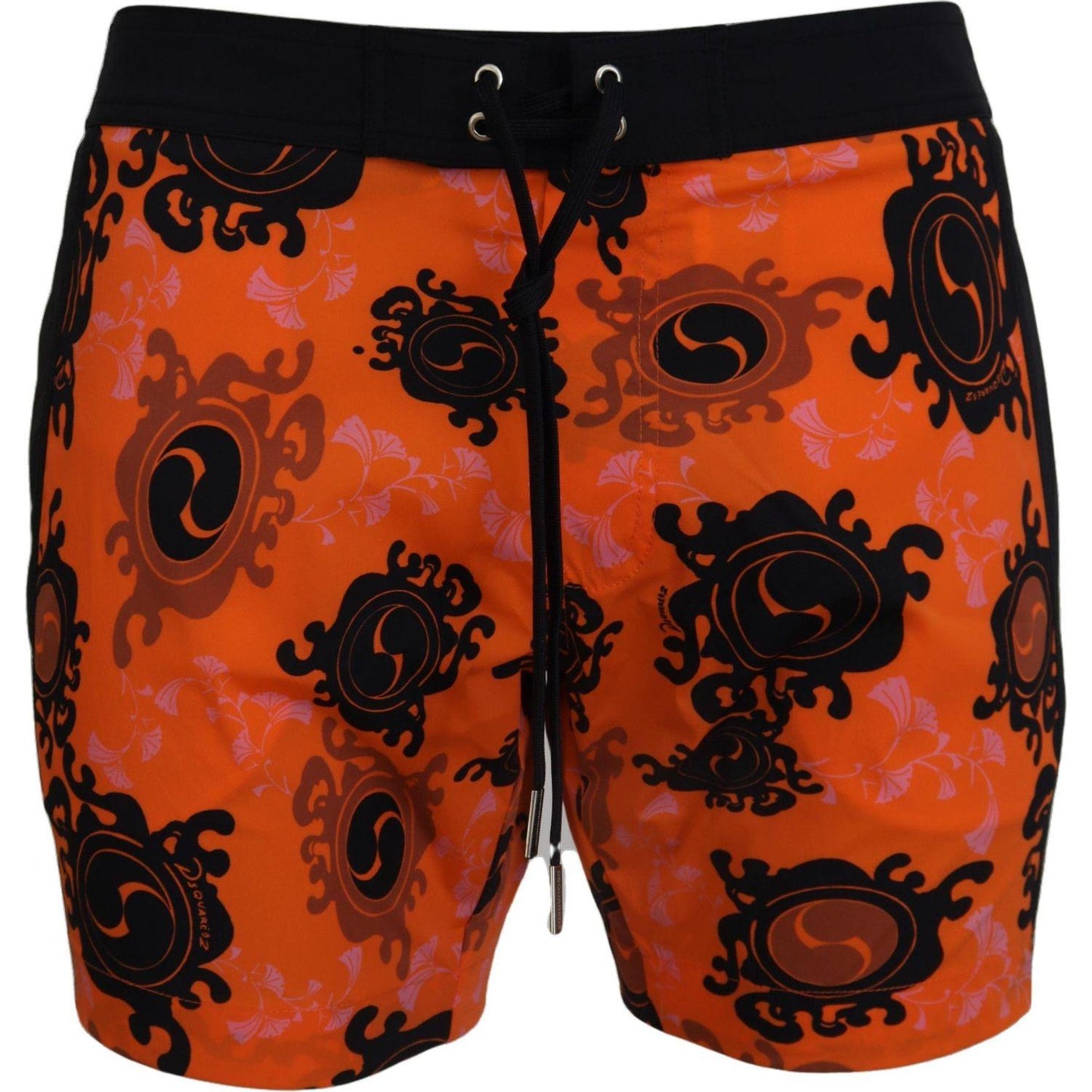 Dsquared² Chic Orange Swim Shorts Boxer for Men orange-black-printed-men-beachwear-shorts-swimwear