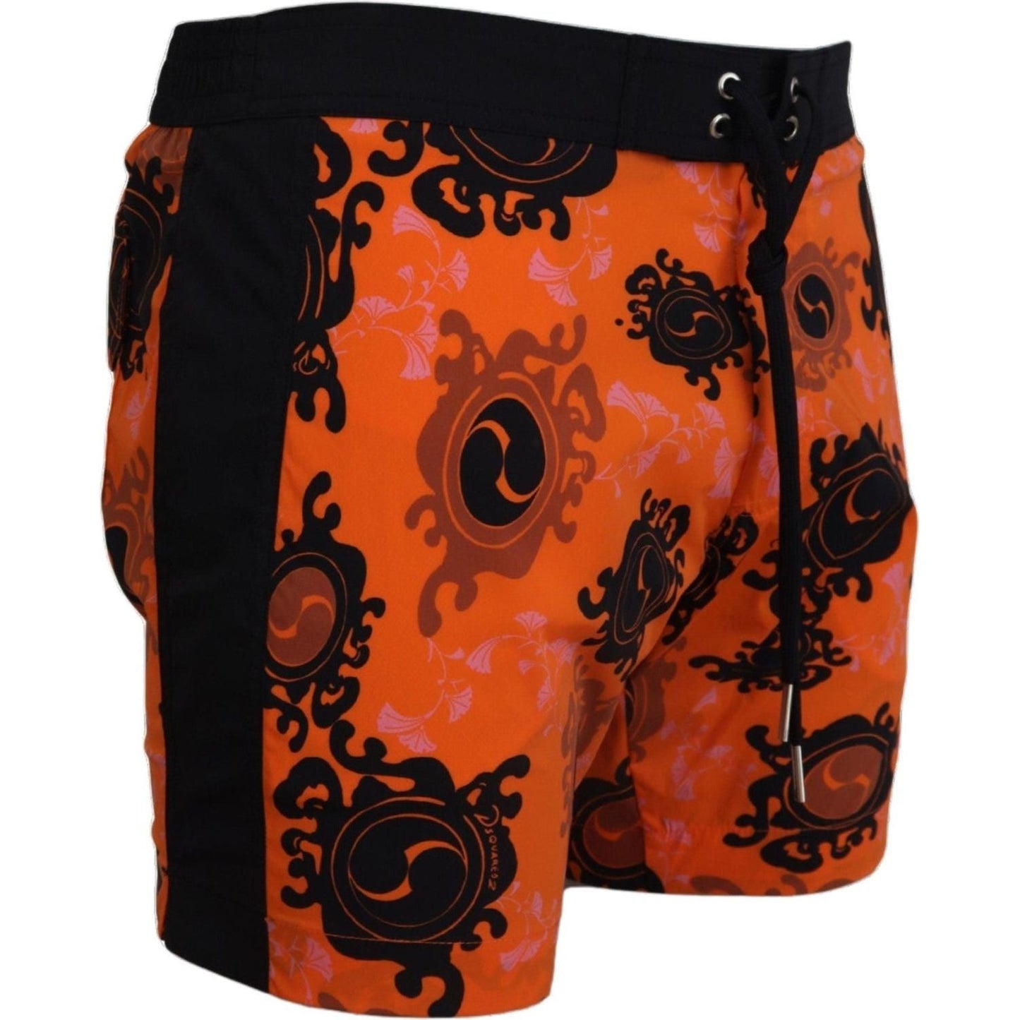 Dsquared² Chic Orange Swim Shorts Boxer for Men orange-black-printed-men-beachwear-shorts-swimwear IMG_6061-8cb541f6-a5e.jpg