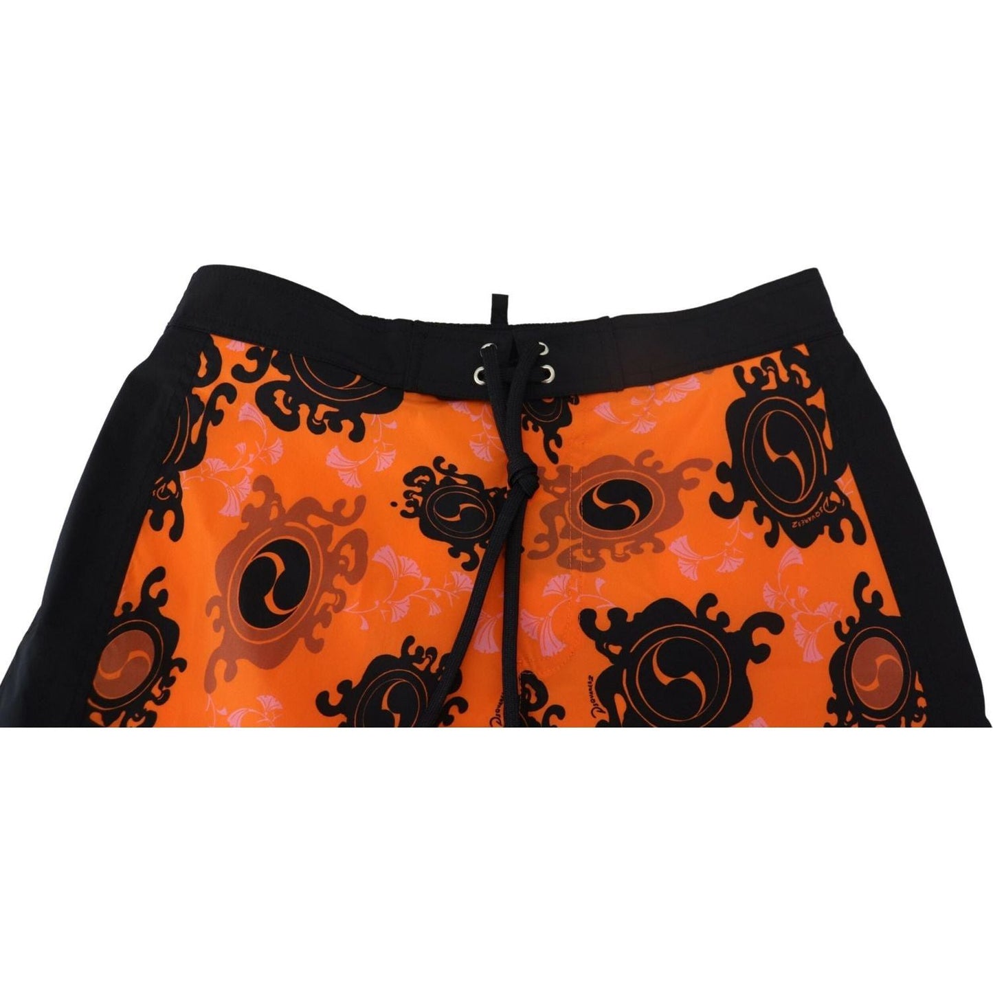 Dsquared² Chic Orange Swim Shorts Boxer for Men orange-black-printed-men-beachwear-shorts-swimwear IMG_6063-scaled-4cf40432-0b5.jpg