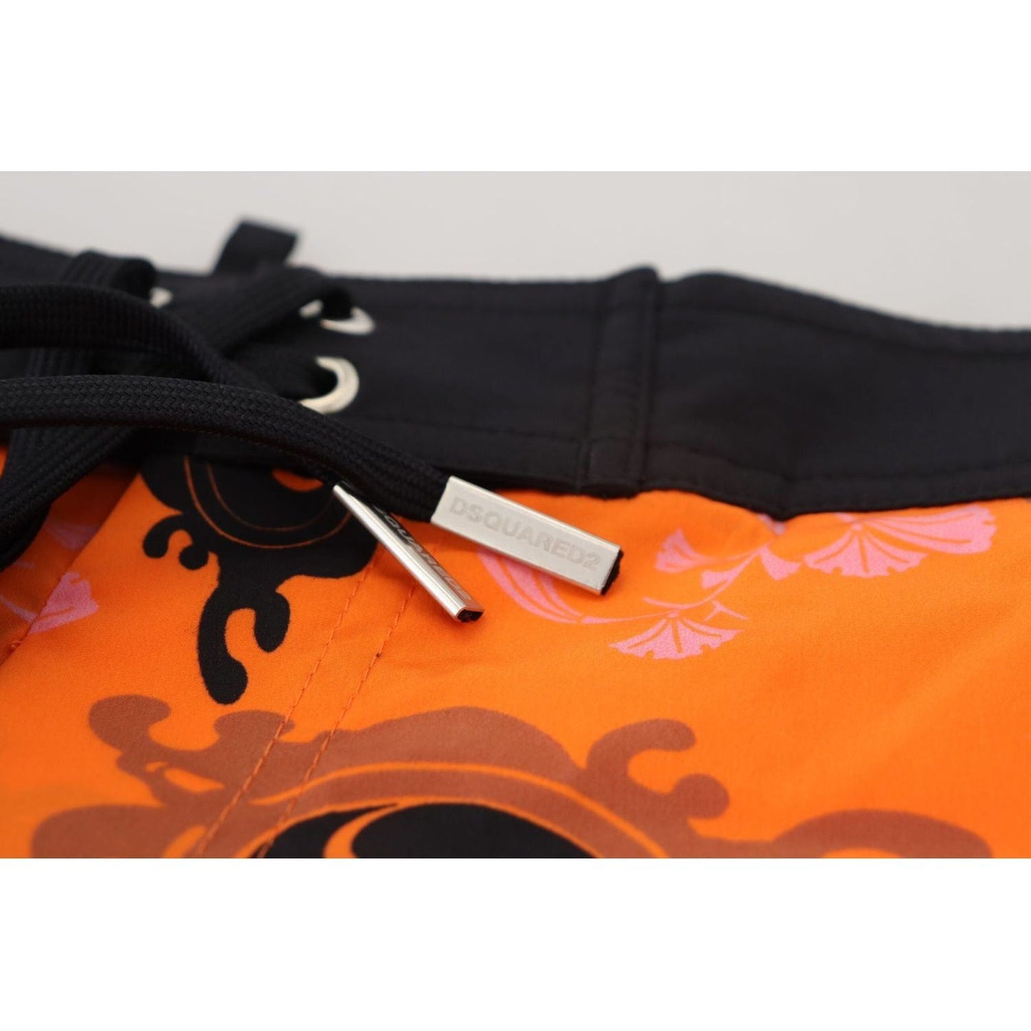 Dsquared² Chic Orange Swim Shorts Boxer for Men orange-black-printed-men-beachwear-shorts-swimwear IMG_6065-scaled-d898e374-1cd.jpg
