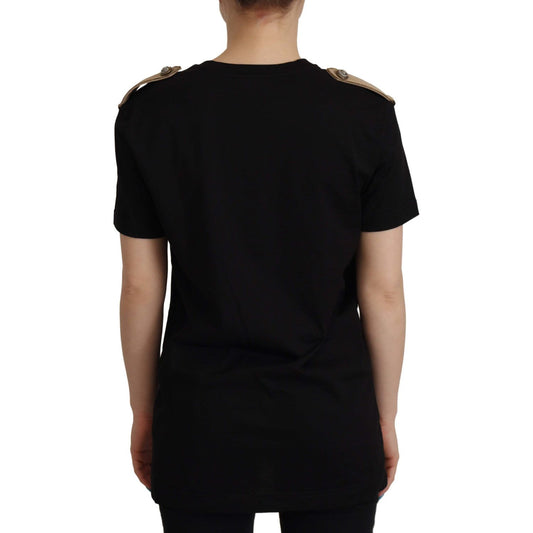 Dolce & Gabbana Chic Black Logo Cotton Tee for Women black-logo-motive-crewneck-cotton-t-shirt