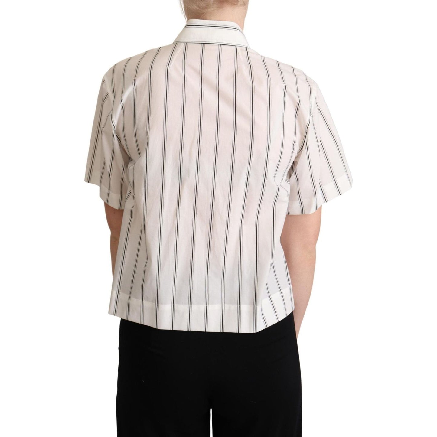 Dolce & Gabbana Elegant Striped Cotton Polo Top white-black-stripes-collared-shirt-top