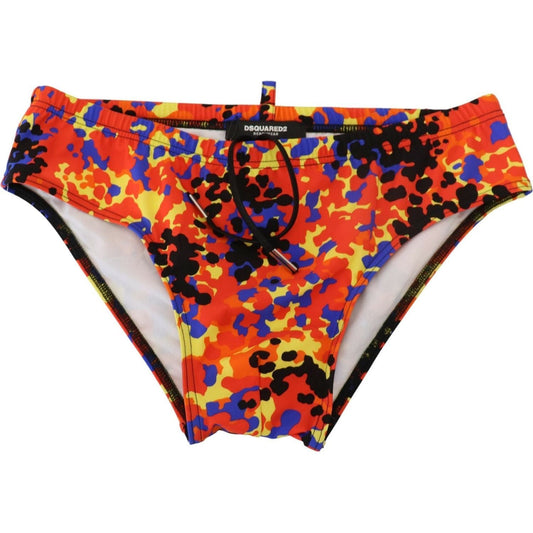 Dsquared² Exclusive Multicolor Swim Trunks multicolor-logo-printed-men-swim-brief-swimwear