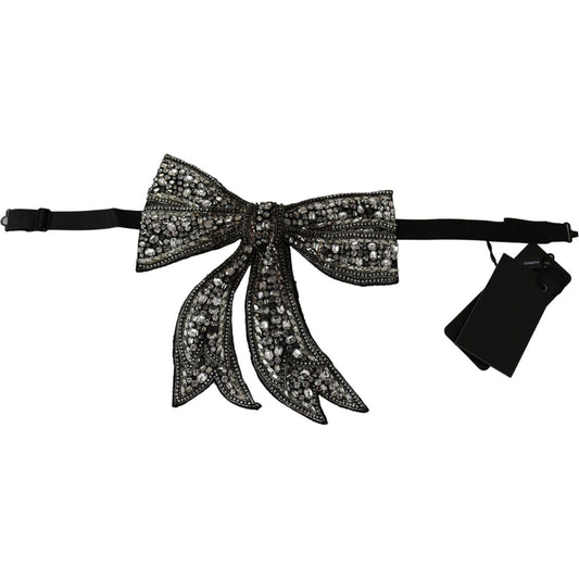 Dolce & Gabbana Silver-Tone Silk Crystal Bow Tie Bow Tie silver-tone-100-silk-crystal-embellished-women-bowtie IMG_6088-scaled-c29db496-e54.jpg