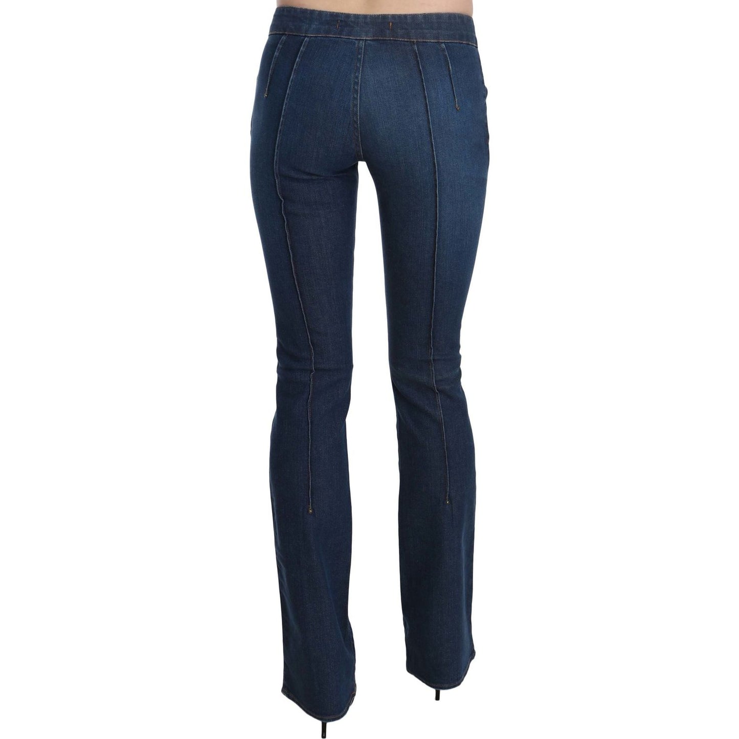Just Cavalli Chic Blue Washed Boot Cut Denim Pants blue-low-waist-boot-cut-denim-pants-jeans
