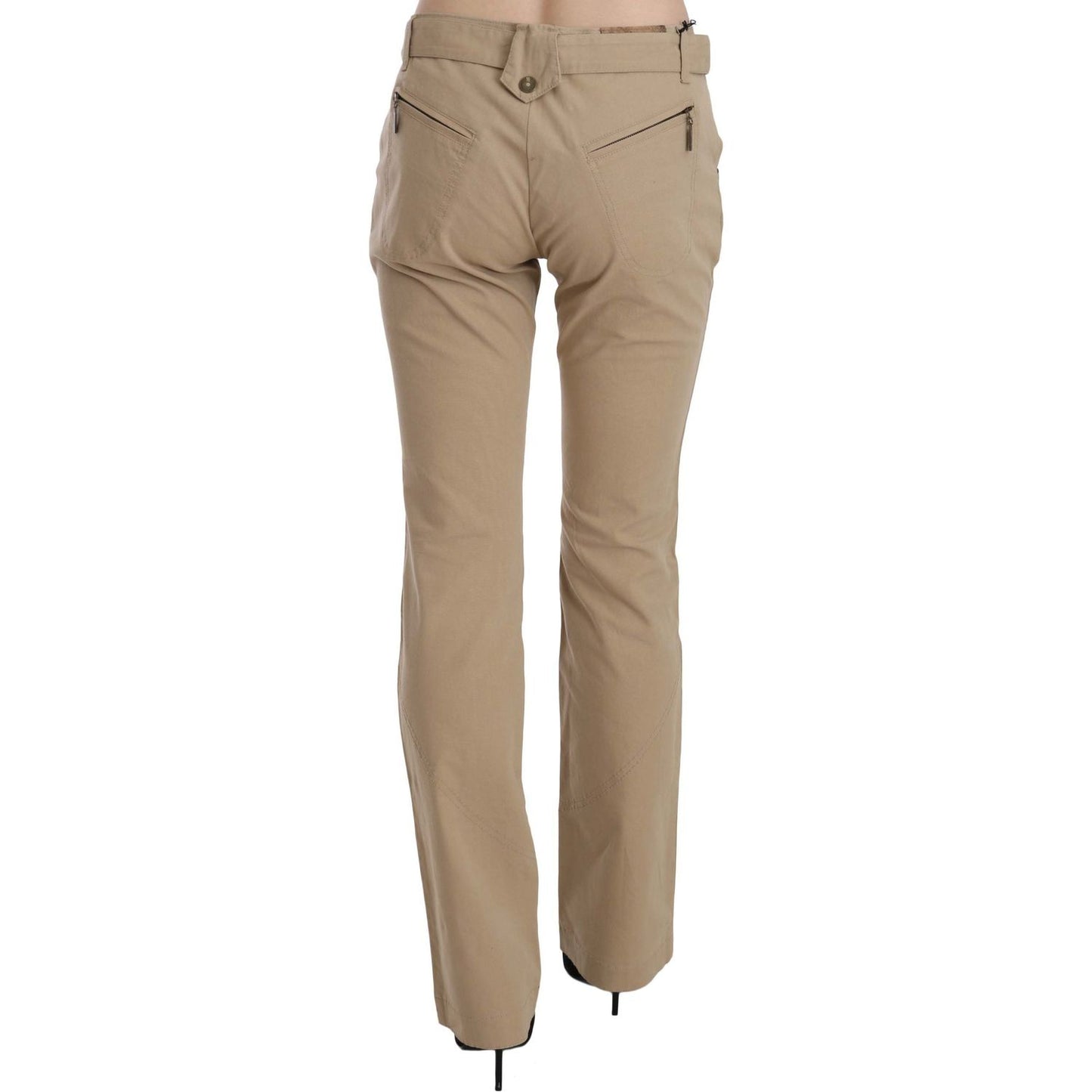 Just Cavalli Beige Mid Waist Straight Leg Pants Jeans & Pants beige-cotton-mid-waist-straight-trousers-pants