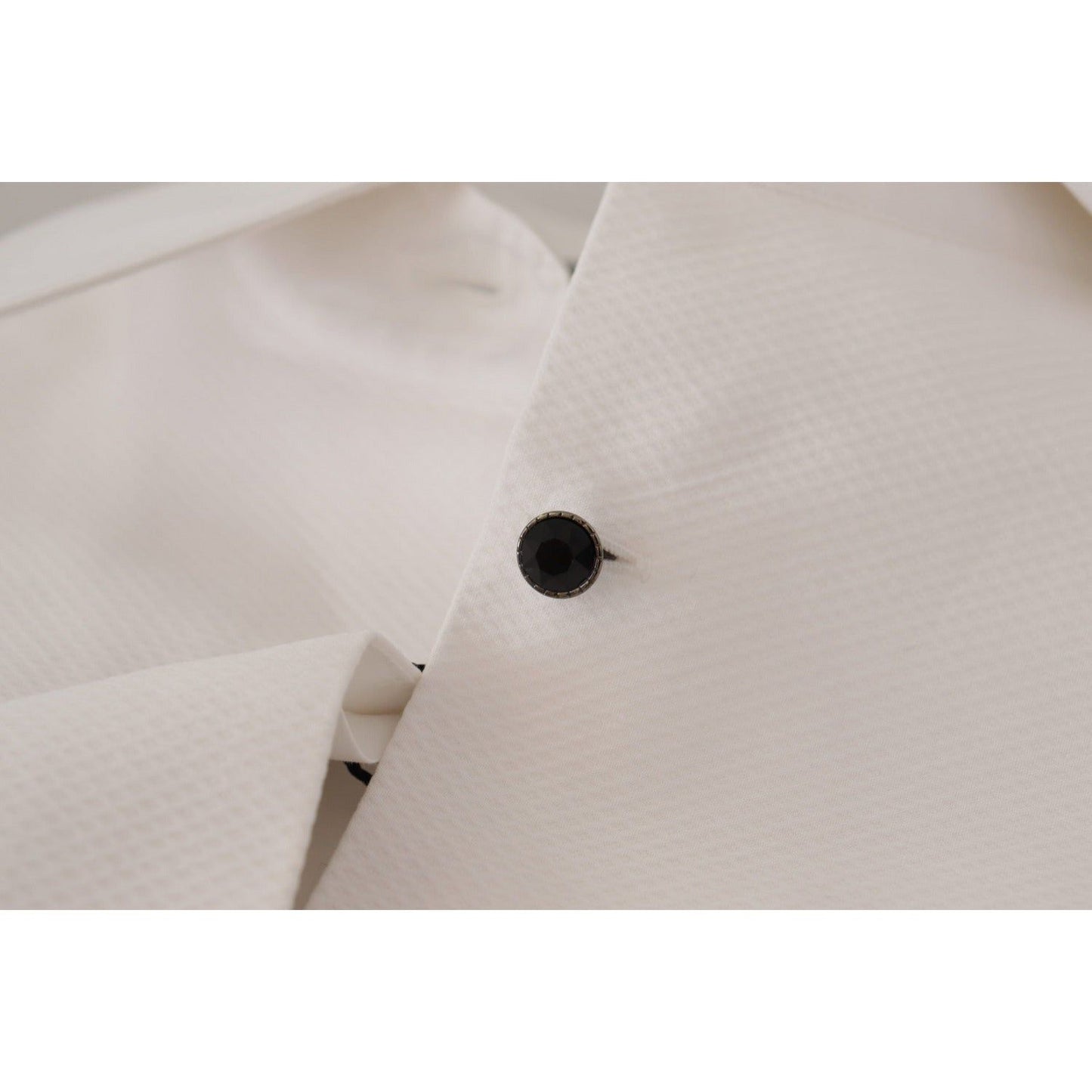 Dolce & Gabbana Elegant Sleeveless Tuxedo Blouse with Crystal Buttons white-sleeveless-tuxedo-formal-blouse-top