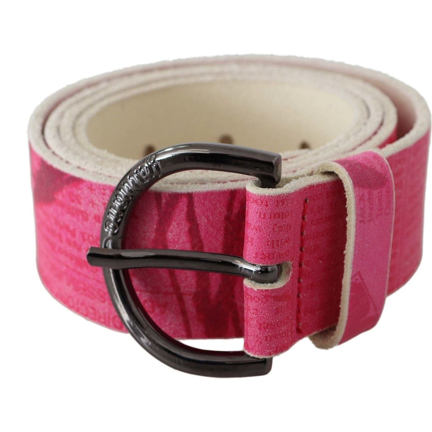 John Galliano Elegant Pink Leather Fashion Belt Belt pink-leather-letter-logo-design-round-buckle-belt