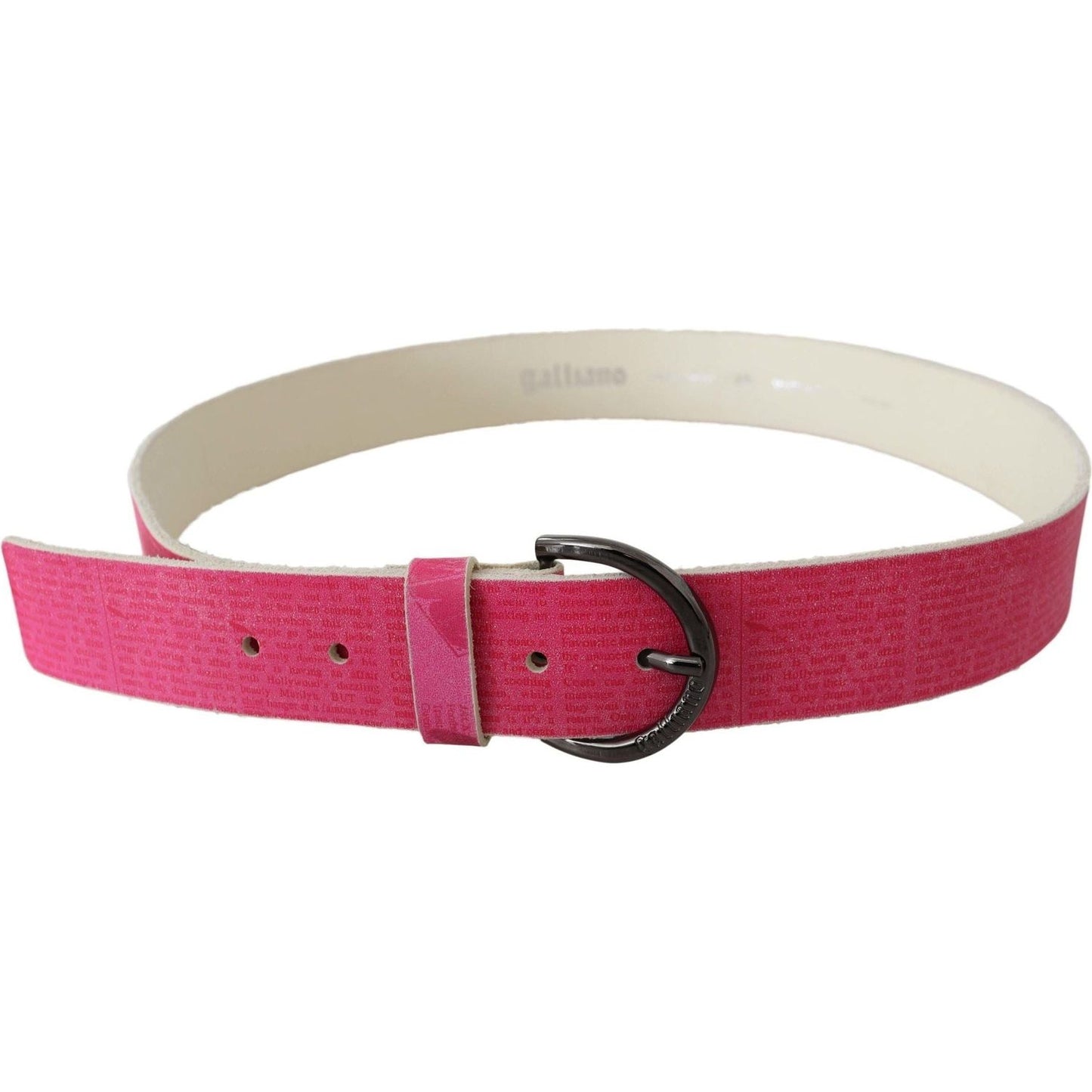 John Galliano Elegant Pink Leather Fashion Belt Belt pink-leather-letter-logo-design-round-buckle-belt